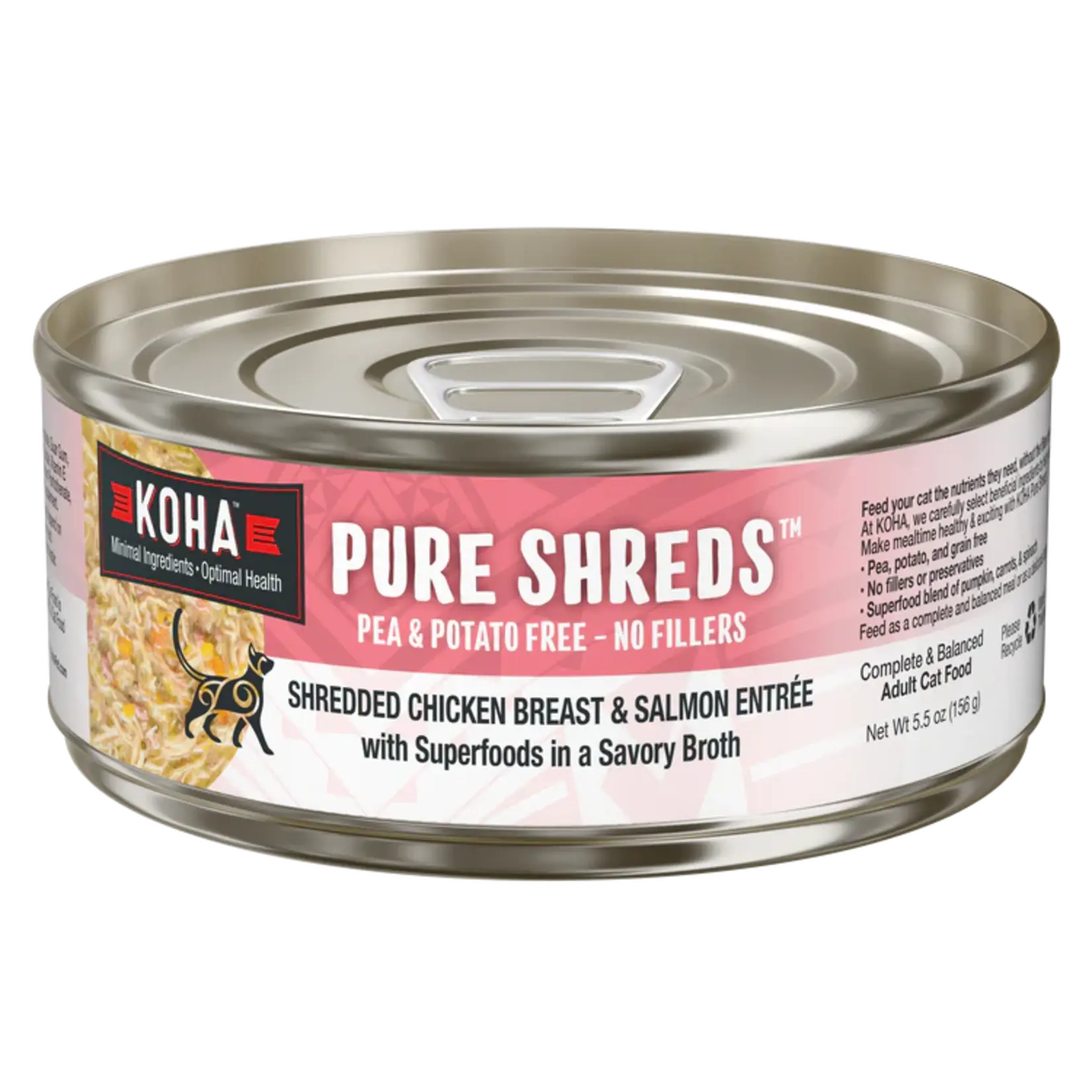 Koha KOHA CAT PURE SHREDS CHICKEN BREAST & SALMON 5.5 OZ