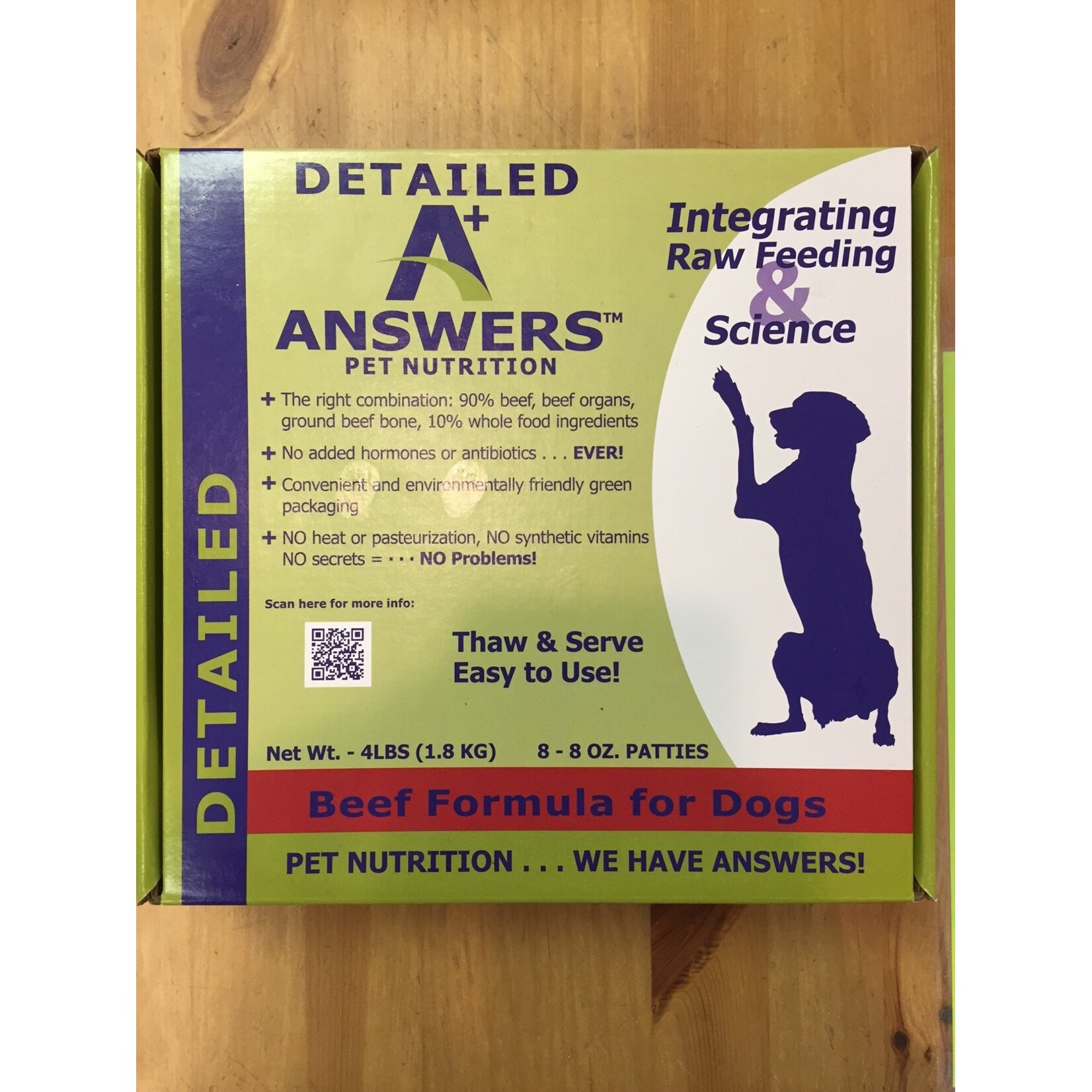 Answers ANSWERS Detailed Beef Dog Food 4 lb Patties (8 x 8oz)