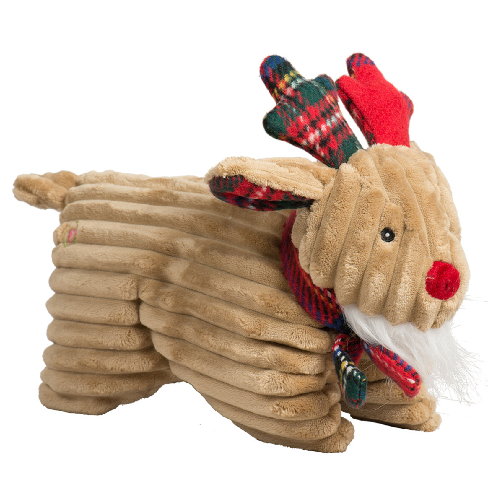 Hugglehounds HH Tartan Tidings Reindeer Holiday Squooshie LG