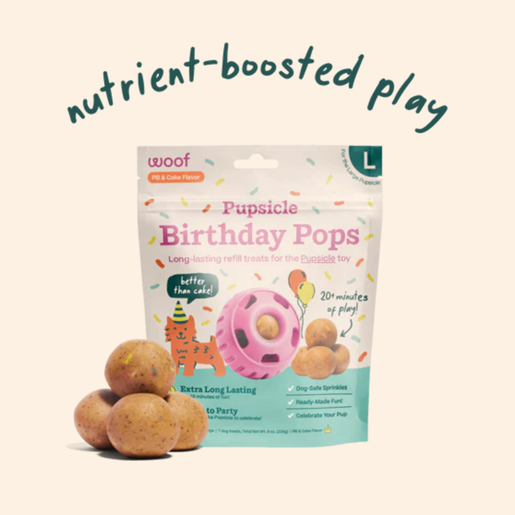 Woof Pet Woof Pupsicle Birthday Pops Refills Peanut Butter Lickable Dog Treats, Small