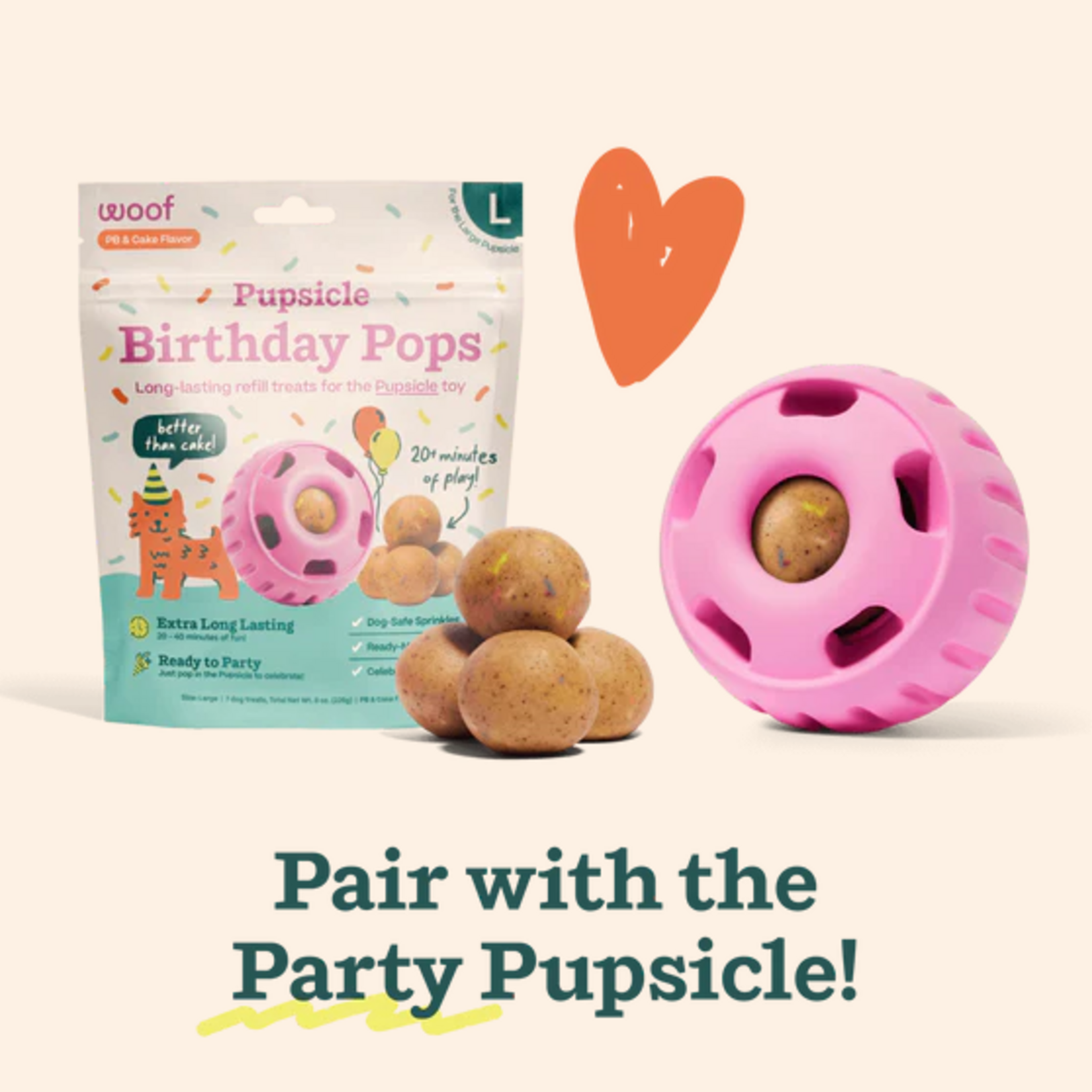Woof Pet Woof Pupsicle Birthday Pops Refills Peanut Butter Lickable Dog Treats, Small