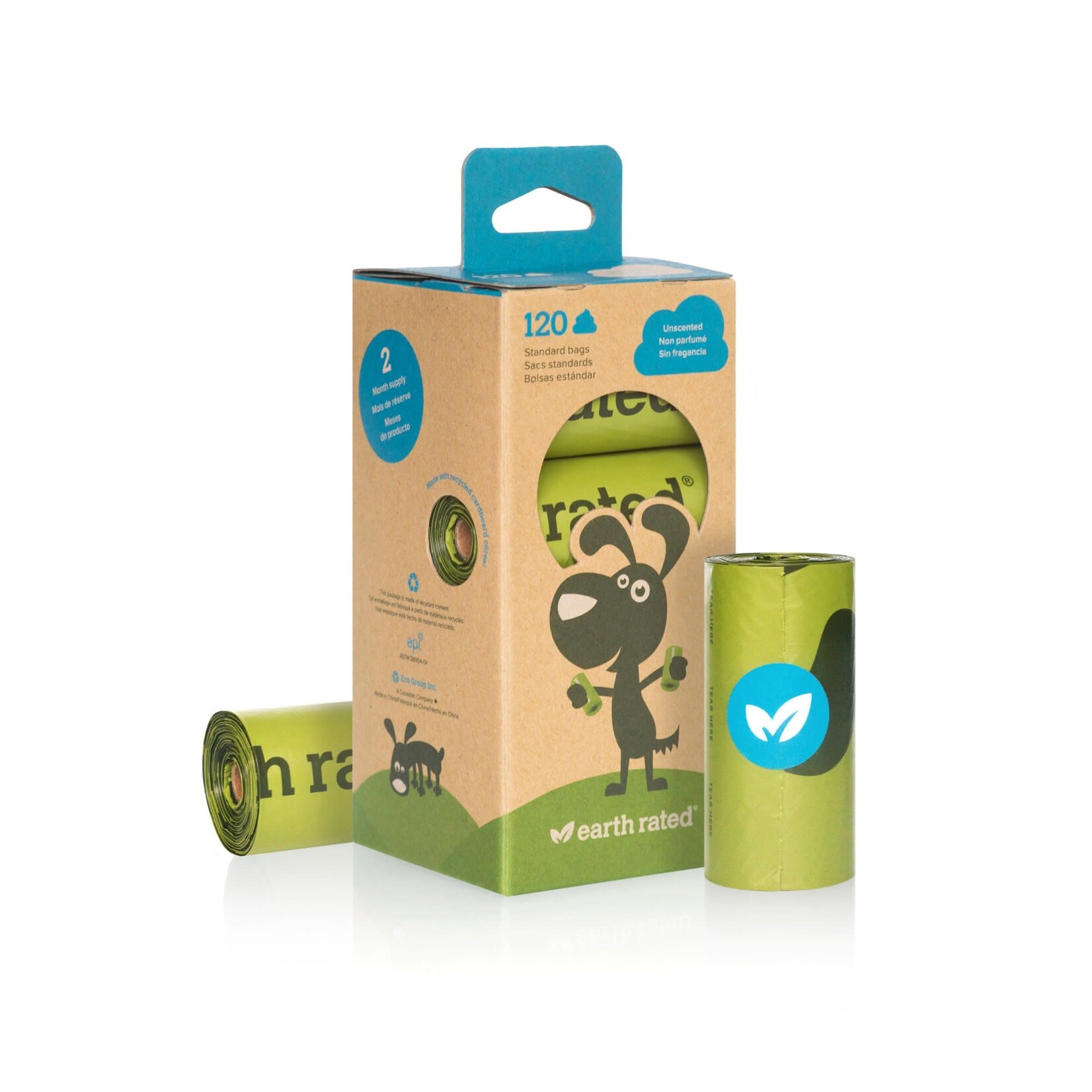 Earth Rated Earth Rated Dog Poop Bags, 8 Refill Rolls, Unscented, 120 count