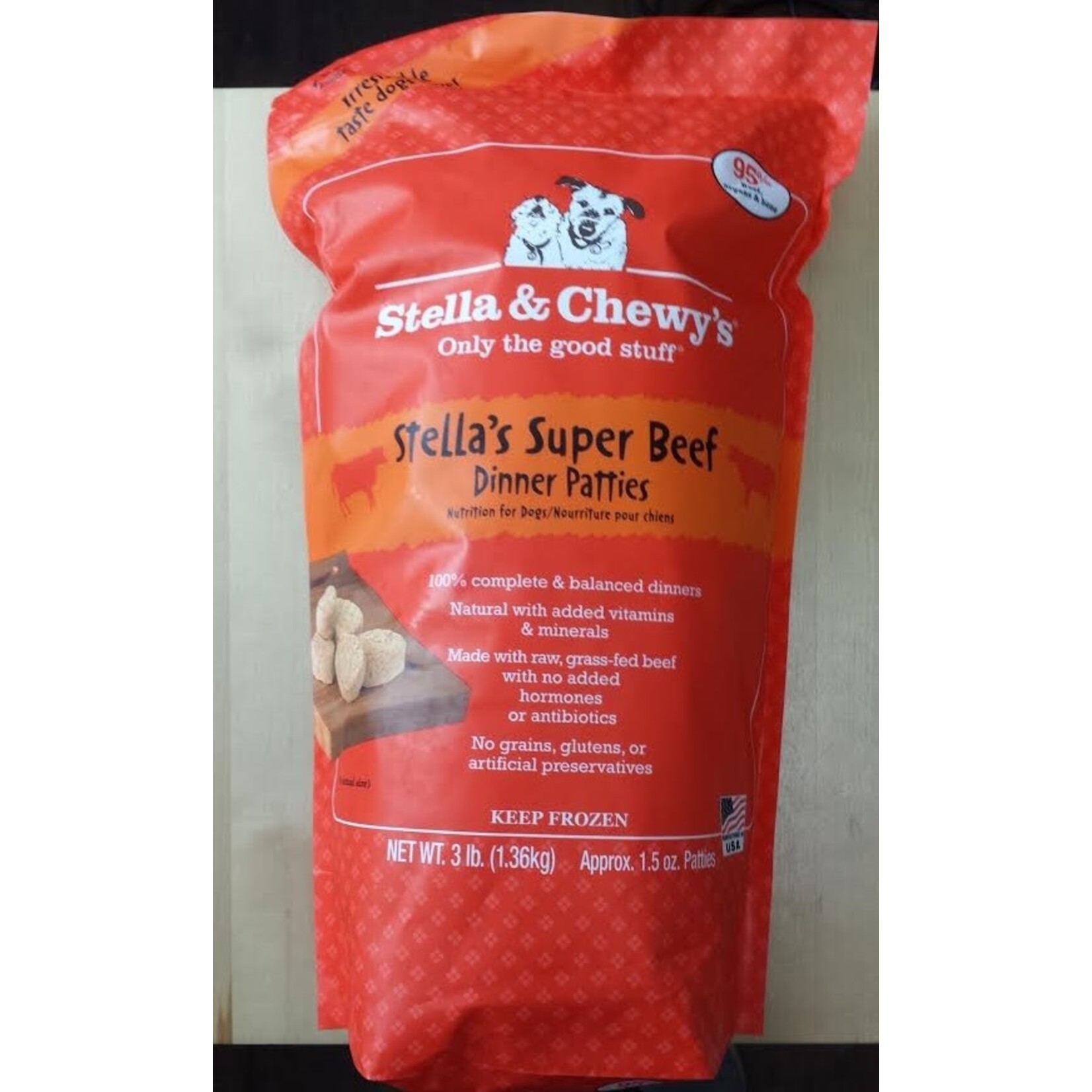 Stella & Chewys S&C Frozen Raw Beef Patties Dog 3#