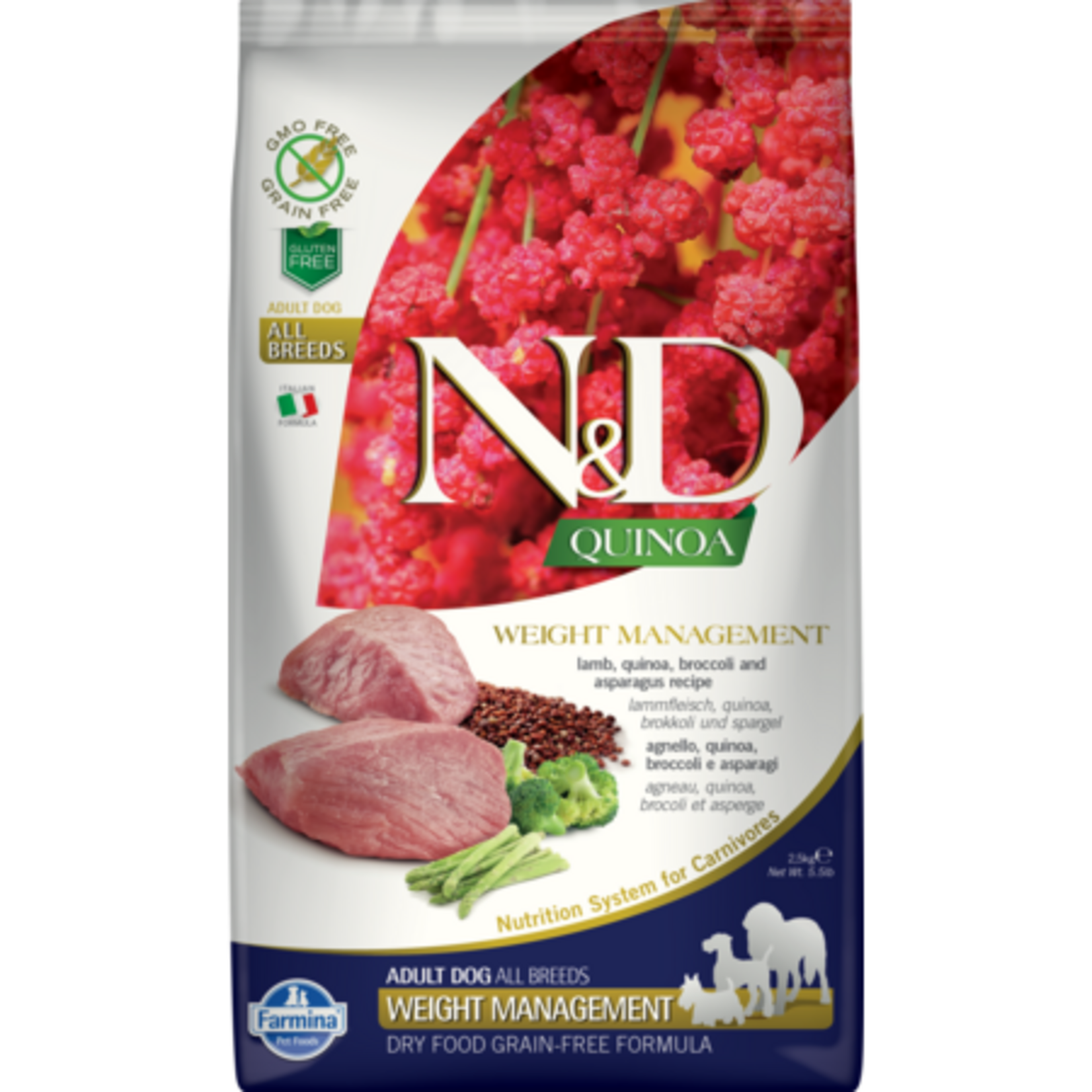 Farmina Farmina N&D Quinoa Adult Medium & Maxi Weight Management Lamb, Broccoli, & Asparagus Dry Dog Food, 5.5#