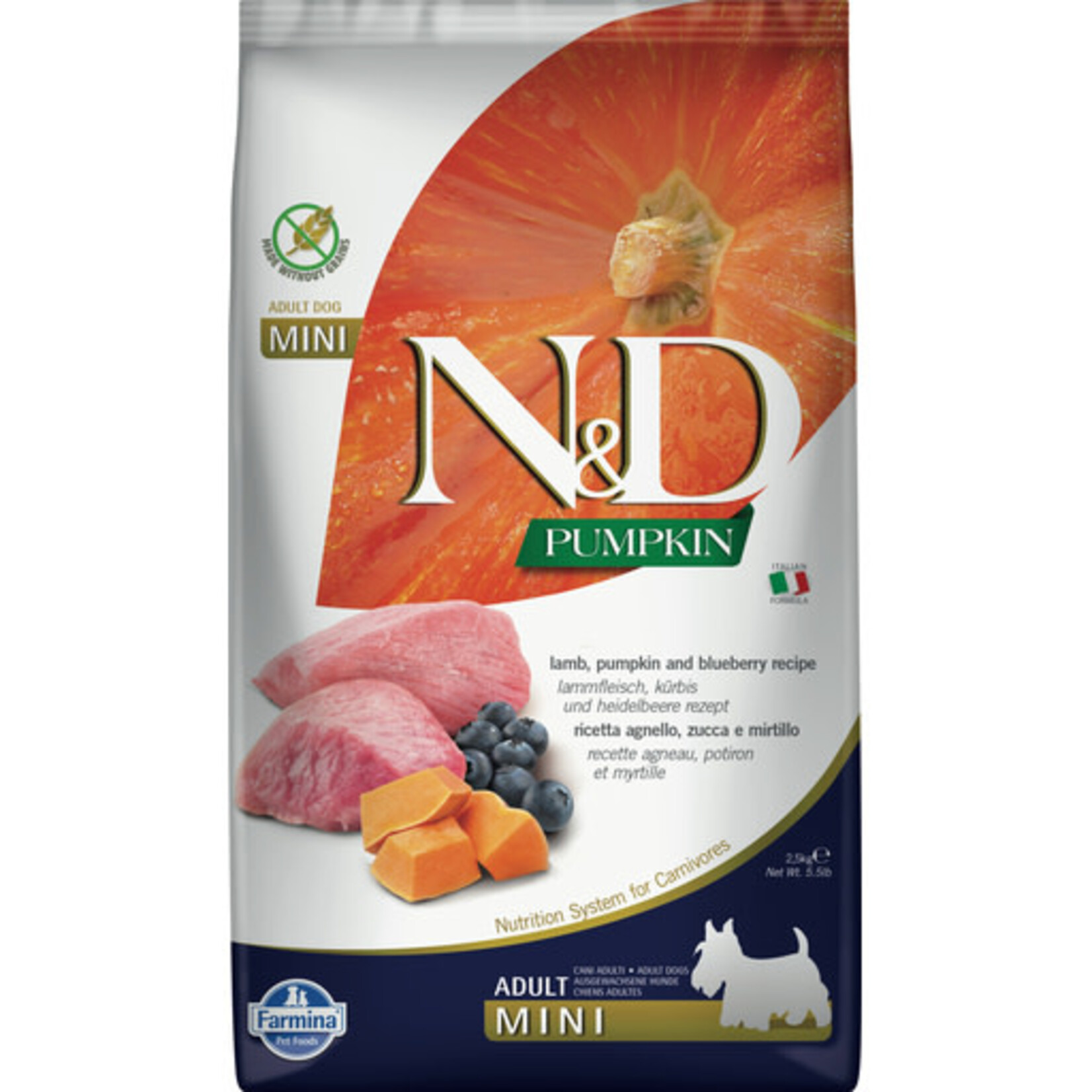 Farmina Farmina N&D Pumpkin, Lamb & Blueberry Grain-Free Mini Dry Dog Food 15.4#