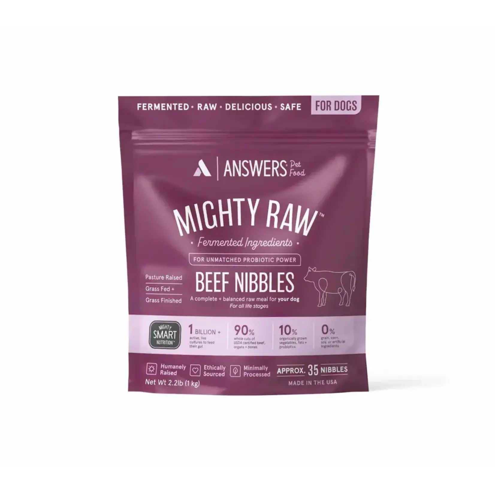 Answers Answers Frozen Mighty Raw Beef Nibbles Dog 2.2#