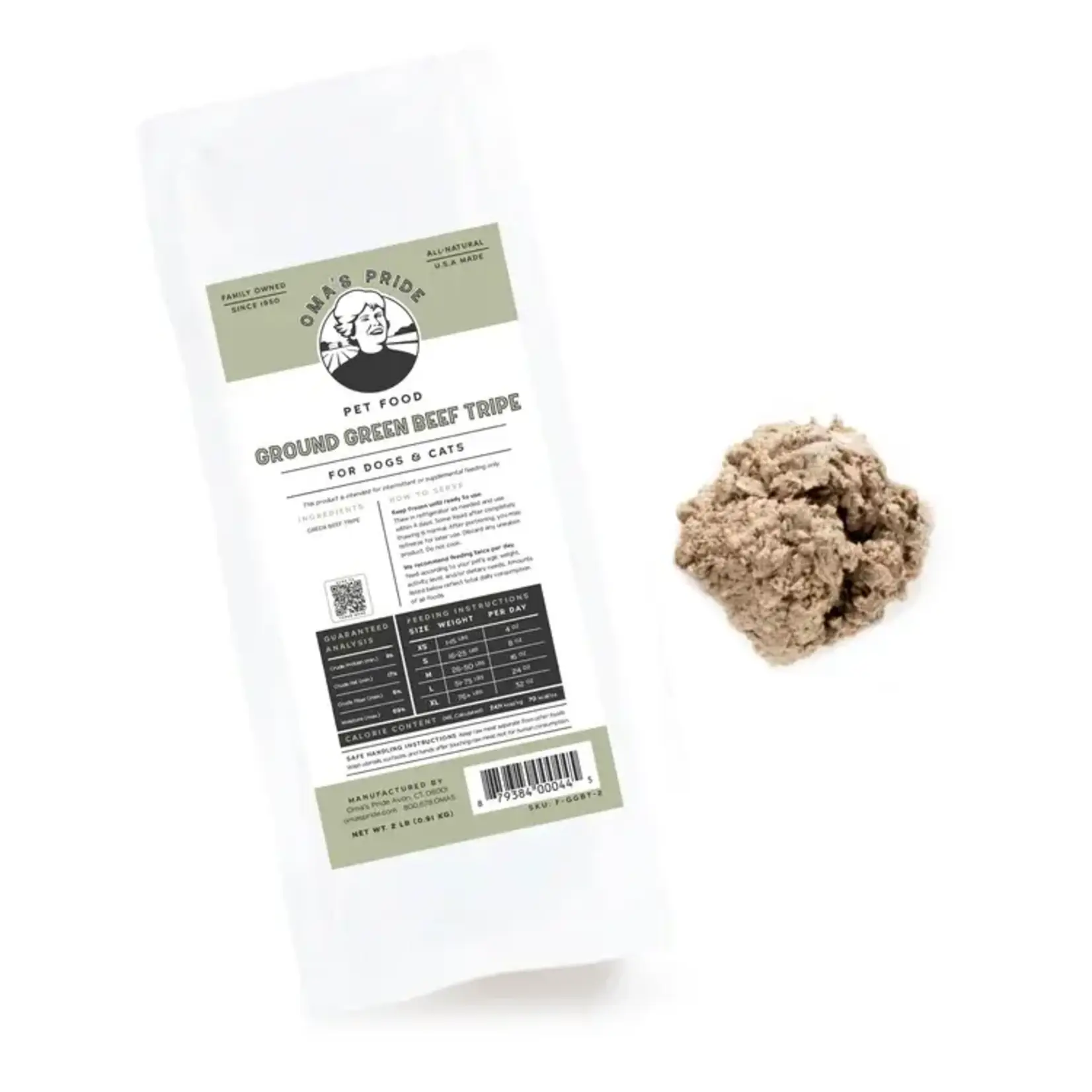 Oma's Pride Oma's Pride Frozen Raw Ground Green Beef Tripe Dog & Cat Food 1#