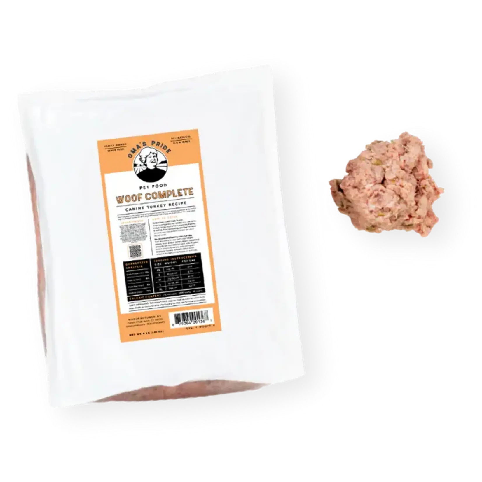 Oma's Pride Oma's Pride Frozen Raw Woof Complete Turkey Dog Food 1#