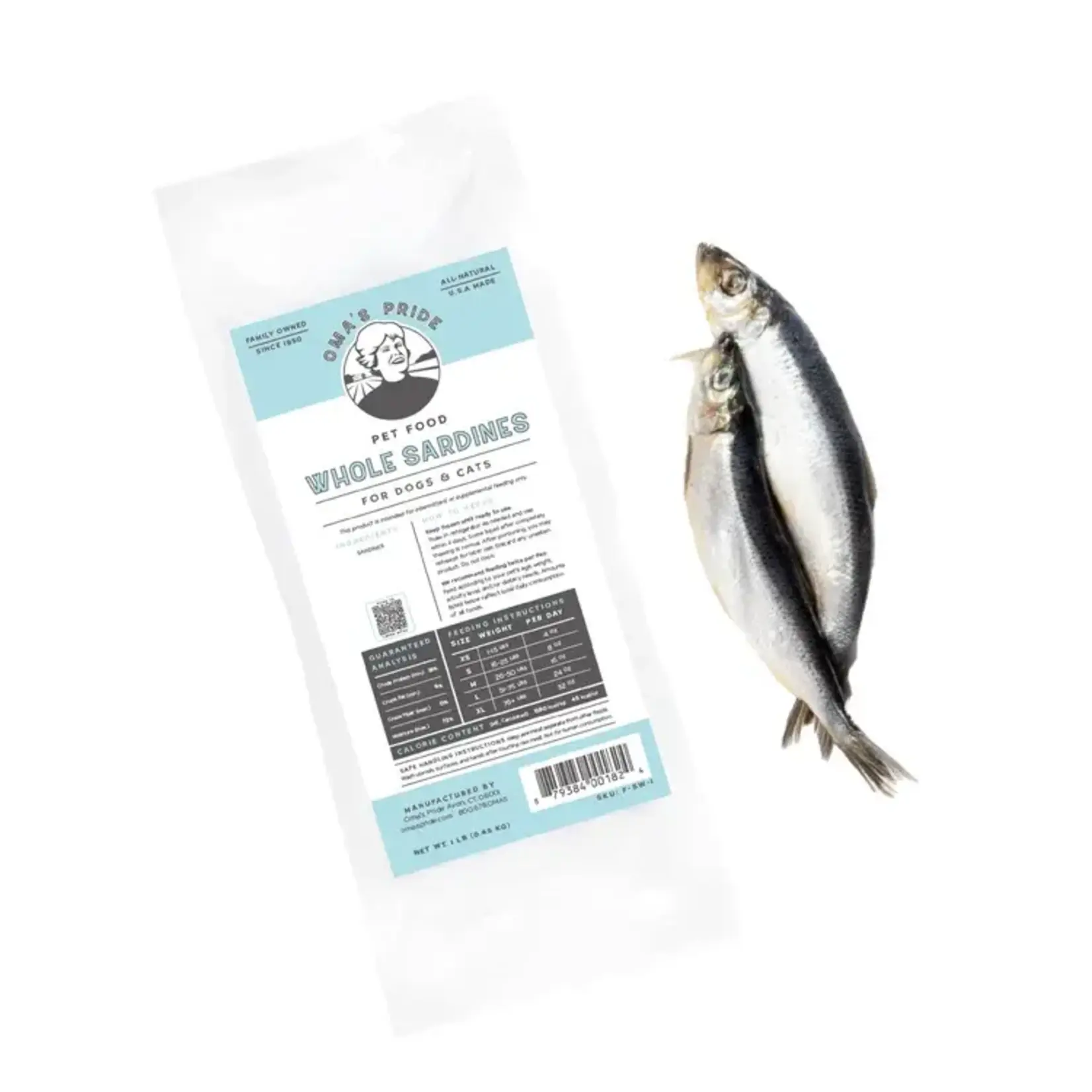 Oma's Pride Oma's Pride Frozen Raw Whole Sardines Dog & Cat Food 1#