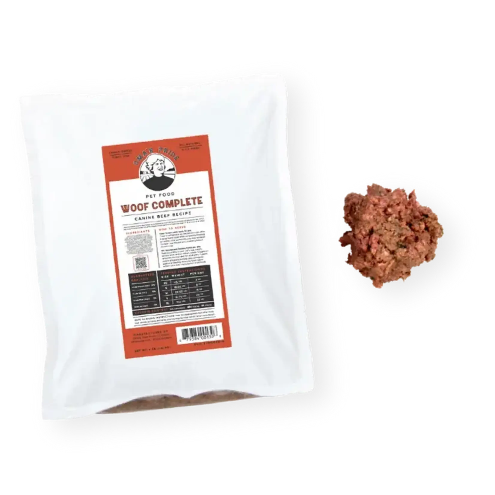 Oma's Pride Oma's Pride Frozen Raw Woof Complete Beef Dog Food 1#