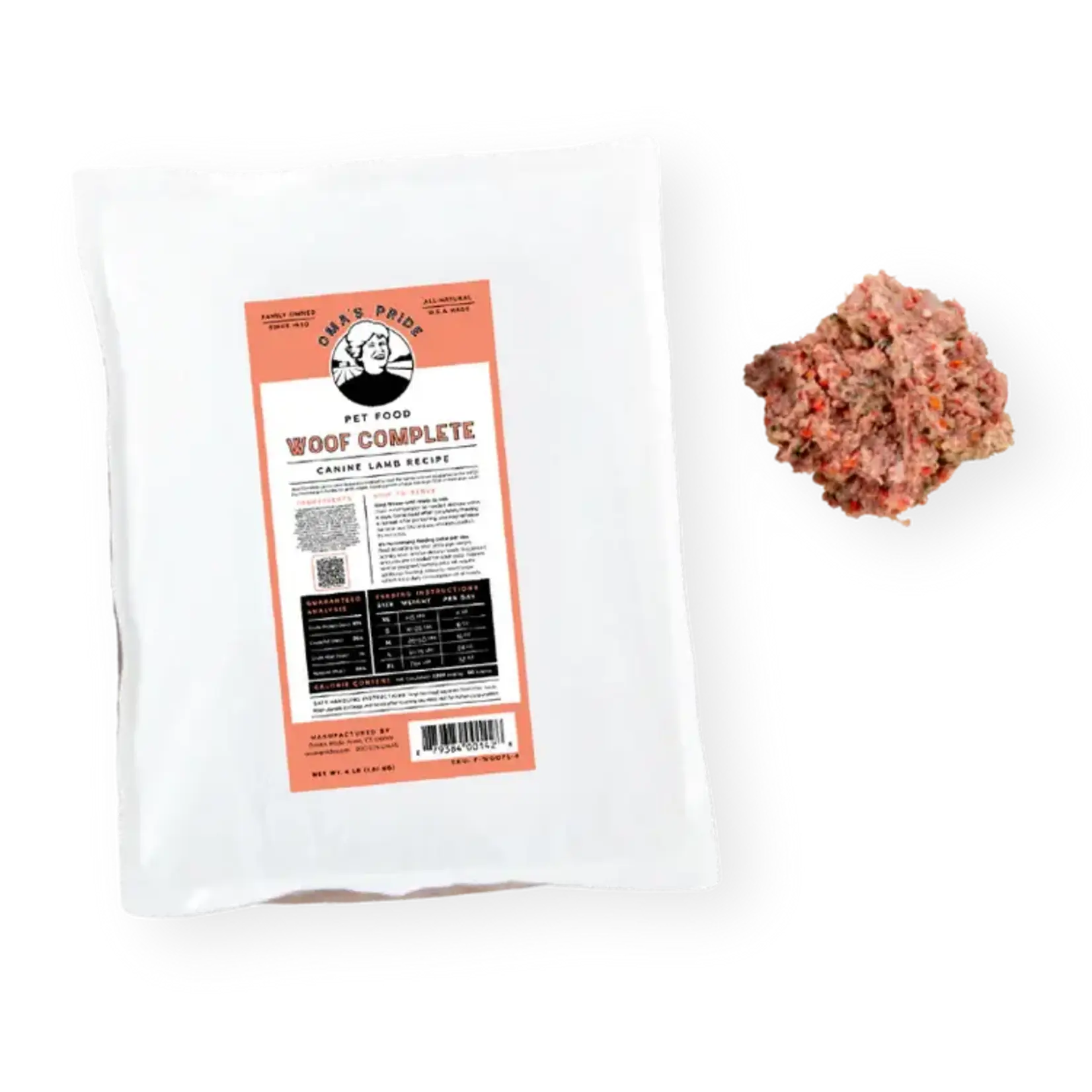 Oma's Pride Oma's Pride Frozen Raw Woof Complete Lamb Dog Food 1#