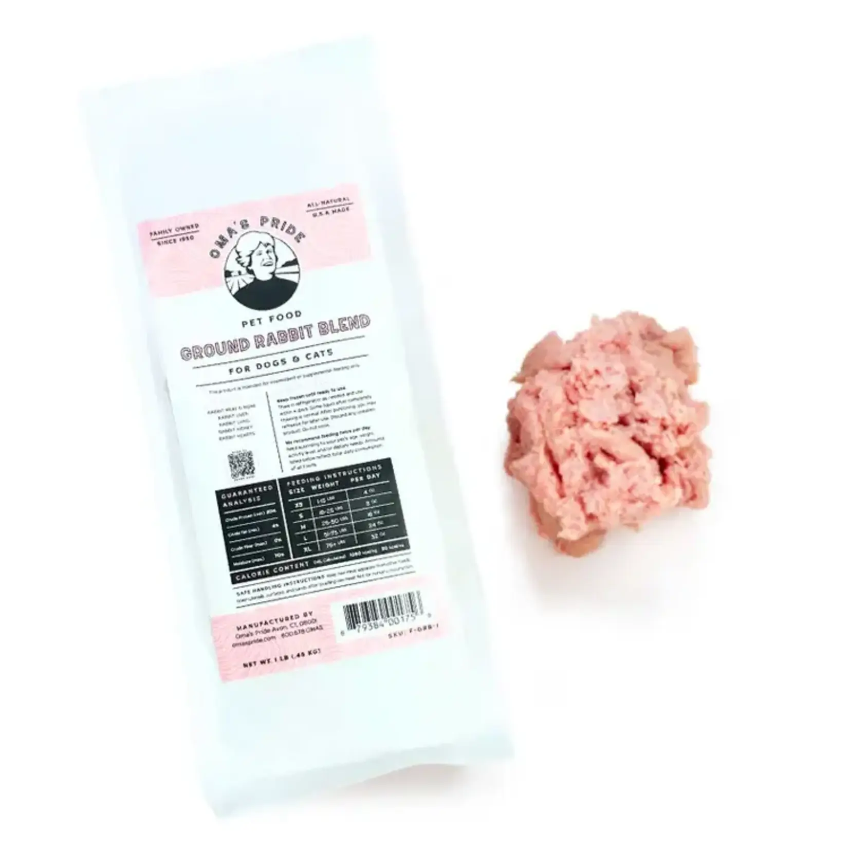 Oma's Pride Oma's Pride Frozen Raw Ground Rabbit Blend Dog & Cat Food 1#