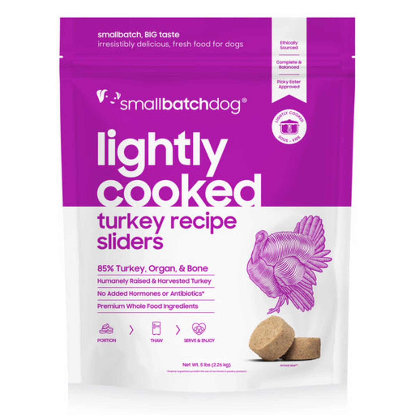 Smallbatch Smallbatch Dog Frozen Lightly Cooked Turkey Sliders 5#
