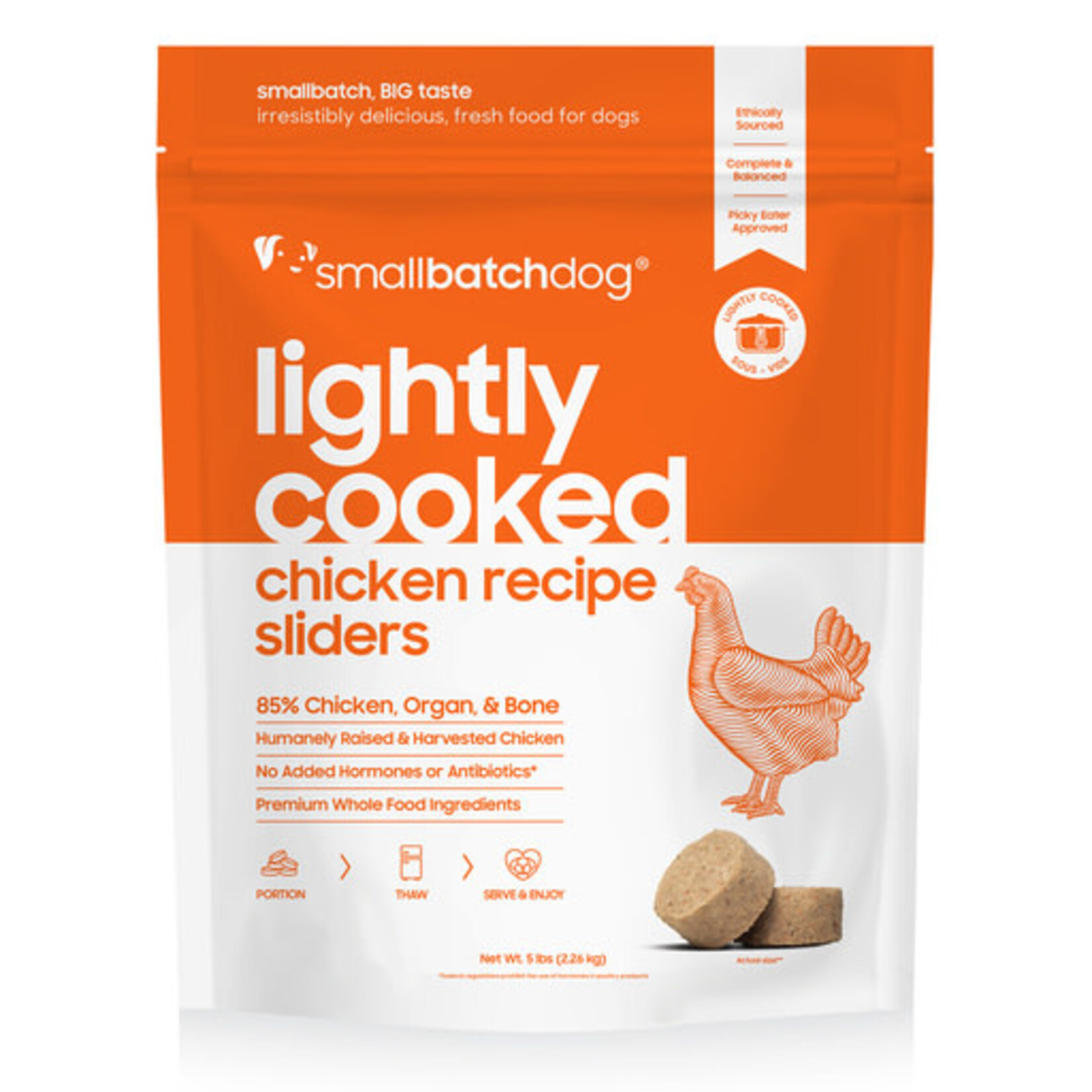Smallbatch Smallbatch Dog Frozen Lightly Cooked Chicken Sliders 5#