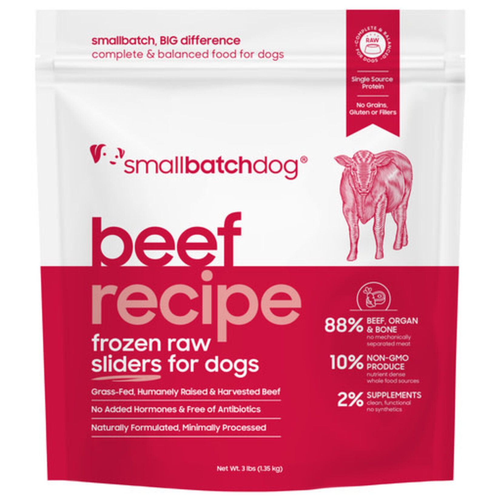 Smallbatch Small Batch Frozen Raw BeefBatch Sliders Dog 3#