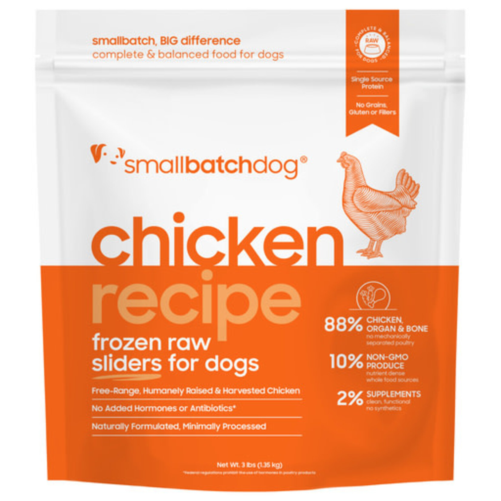 Smallbatch Small Batch Frozen Raw ChickenBatch Sliders Dog 3#