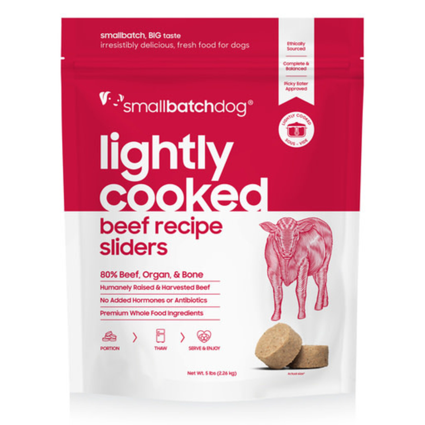 Smallbatch Smallbatch Dog Frozen Lightly Cooked Beef Sliders 5#