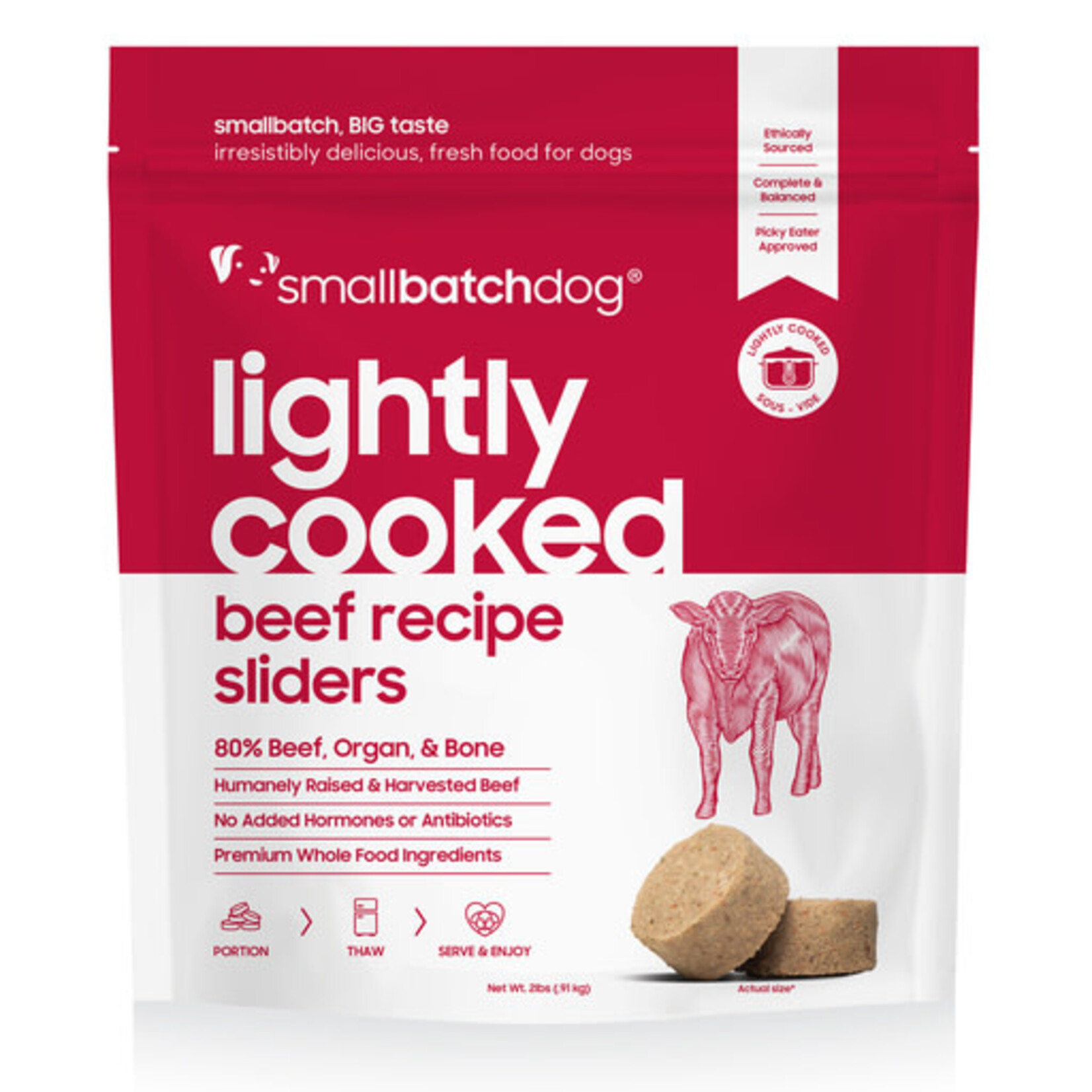 Smallbatch Smallbatch Dog Frozen Lightly Cooked Beef Sliders 2#
