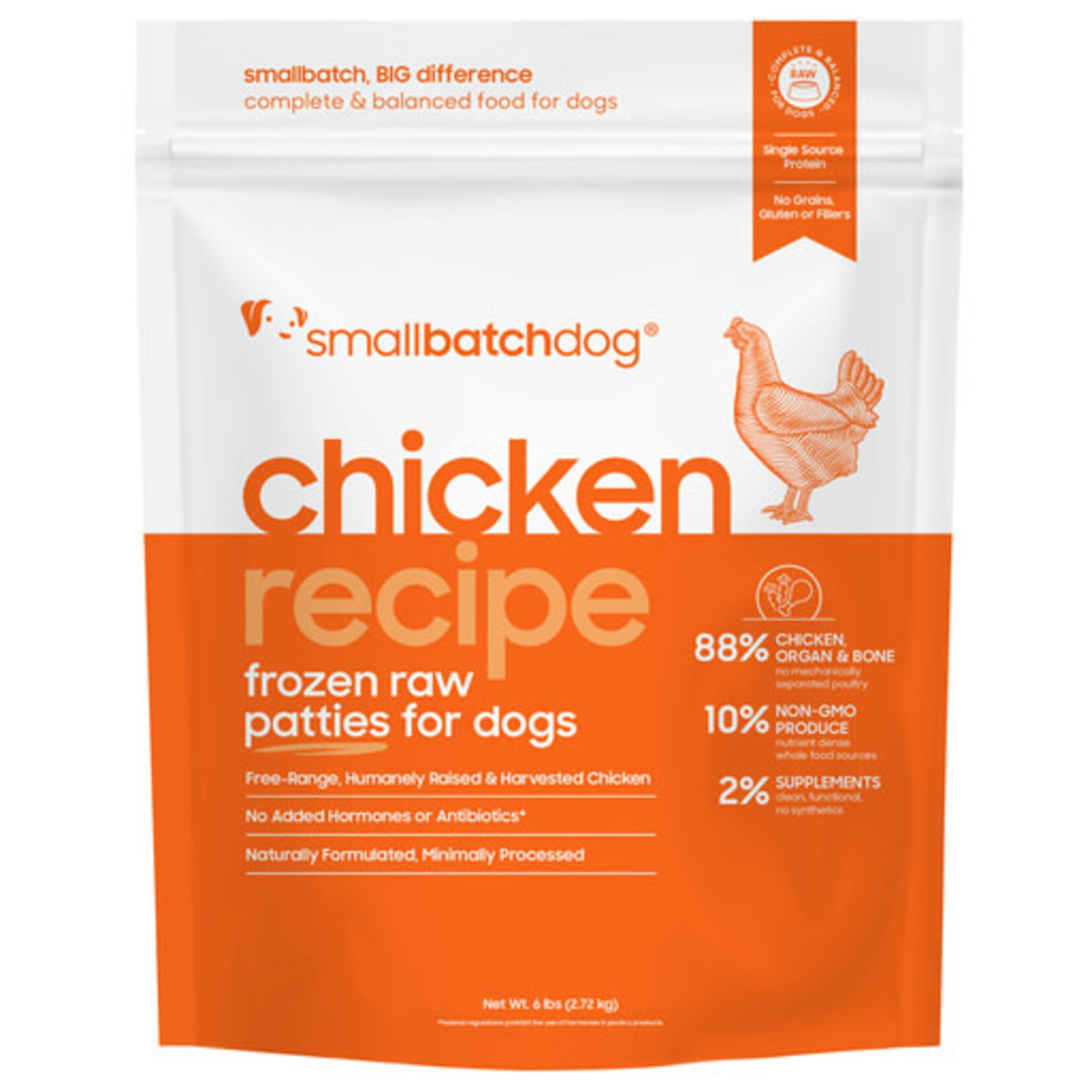 Smallbatch Small Batch Frozen Raw ChickenBatch Patties Dog 6#