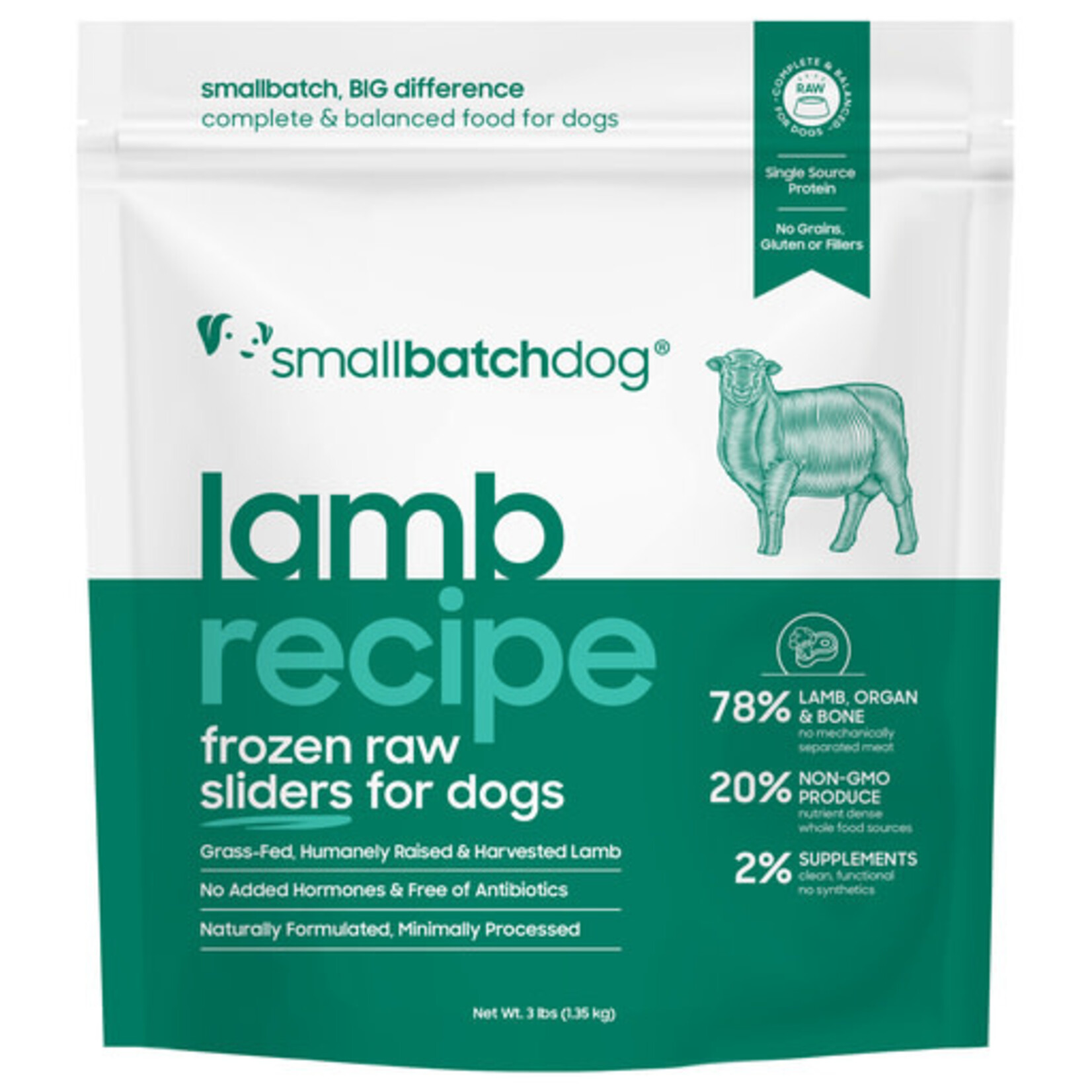 Smallbatch Smallbatch Dog Frozen Raw Sliders Lamb Recipe 3#