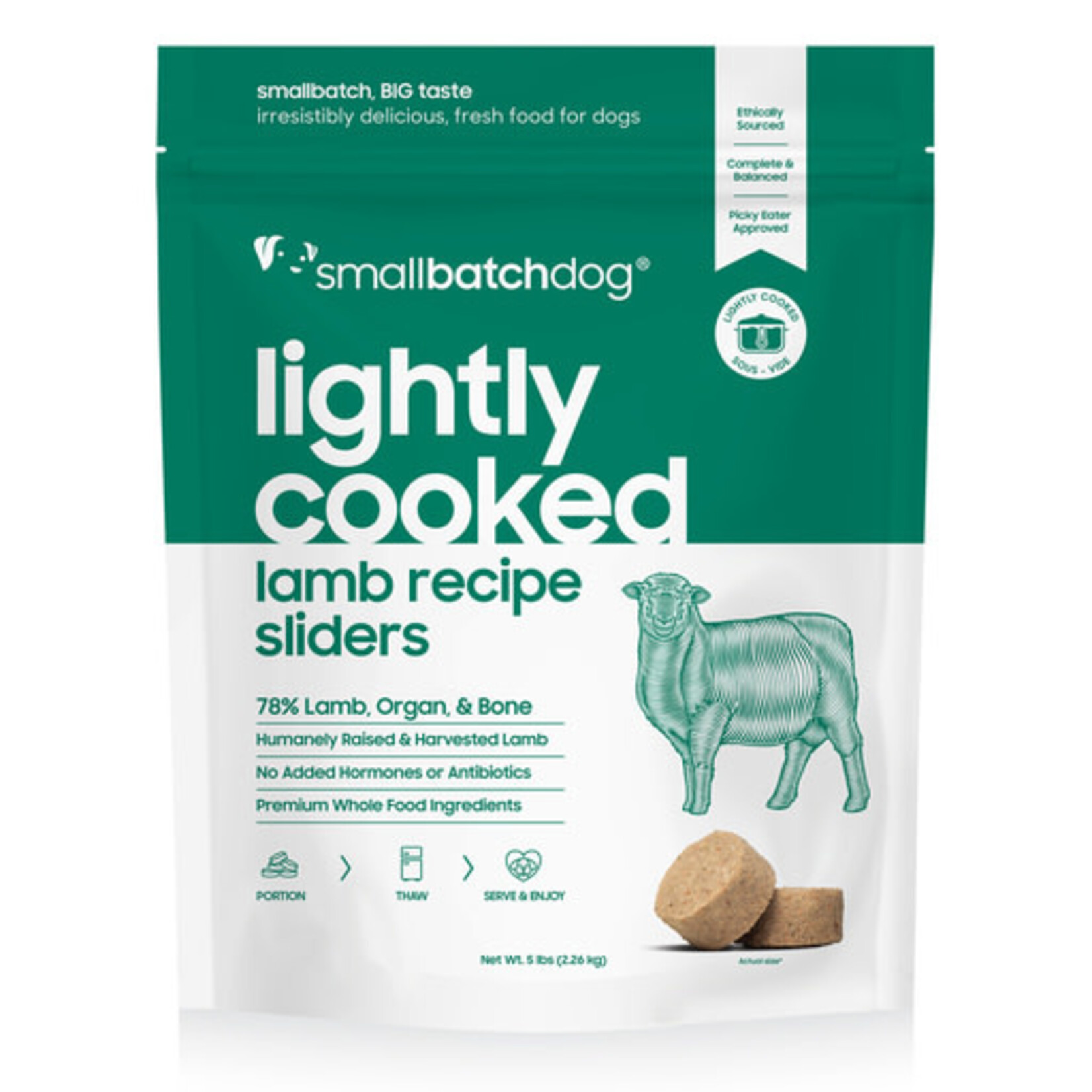 Smallbatch Smallbatch Dog Frozen Lightly Cooked Lamb Sliders 5#