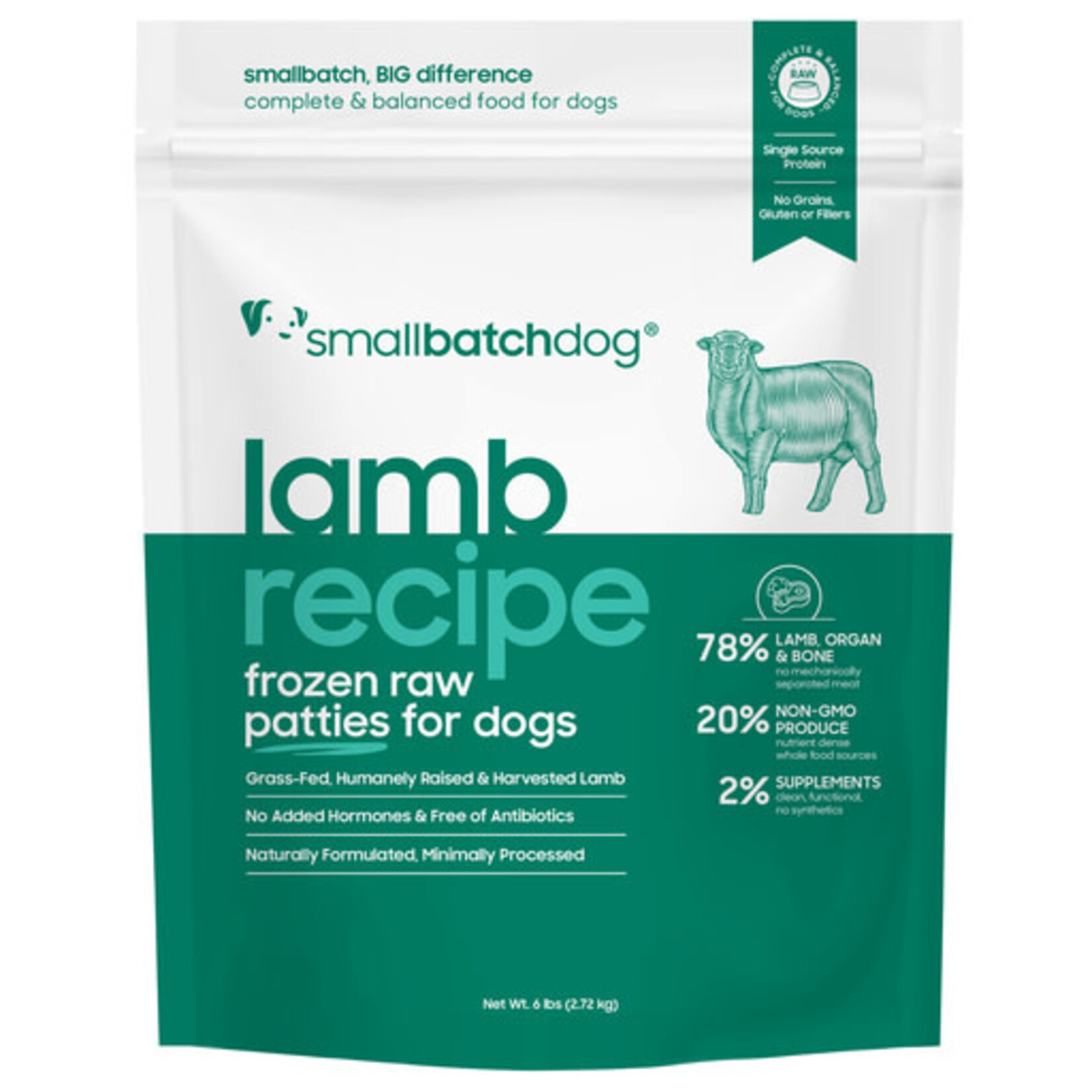 Smallbatch SMALL BATCH Frozen Lamb Patties Dog 6 lbs.