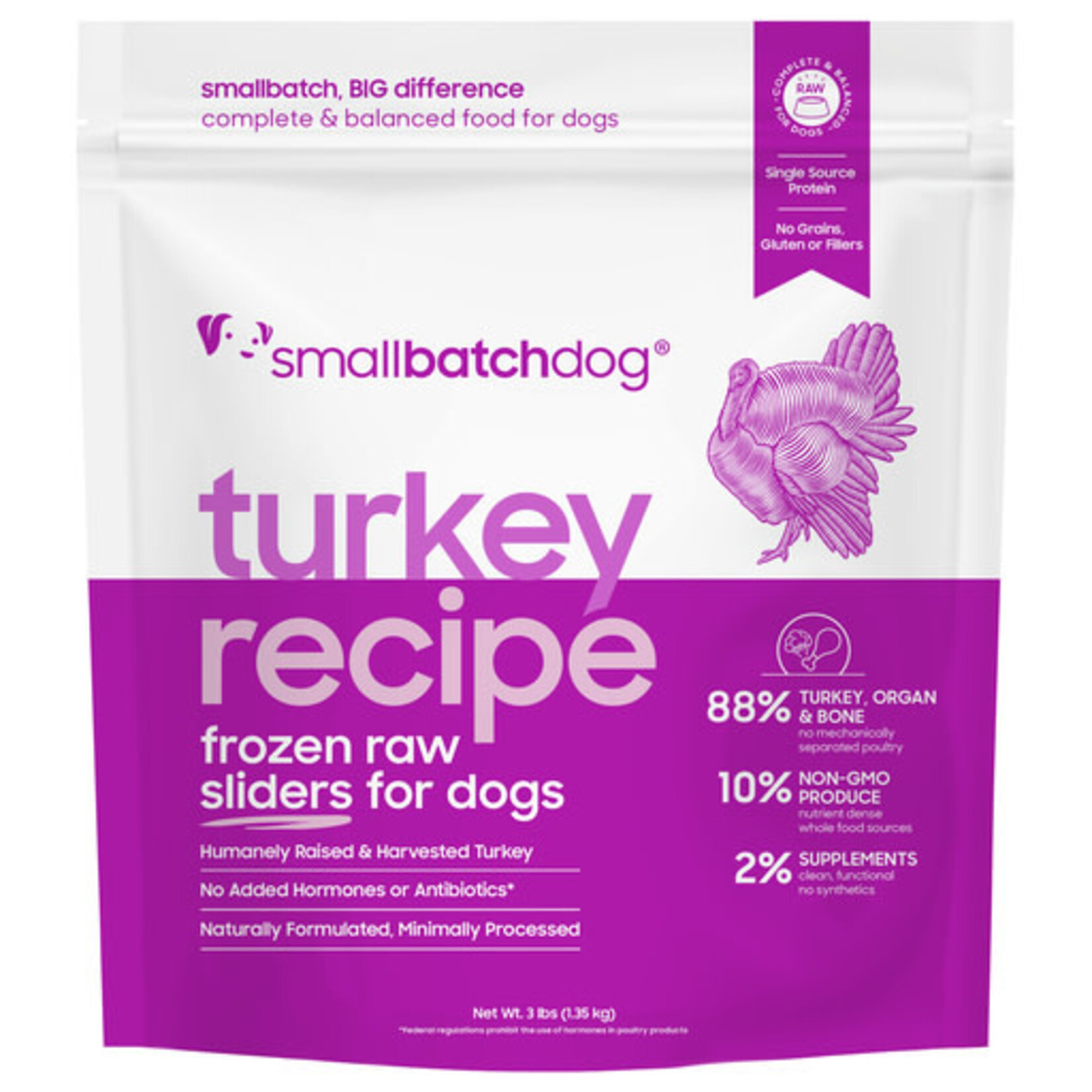 Smallbatch Small Batch  Frozen Raw TurkeyBatch Sliders Dog 3#