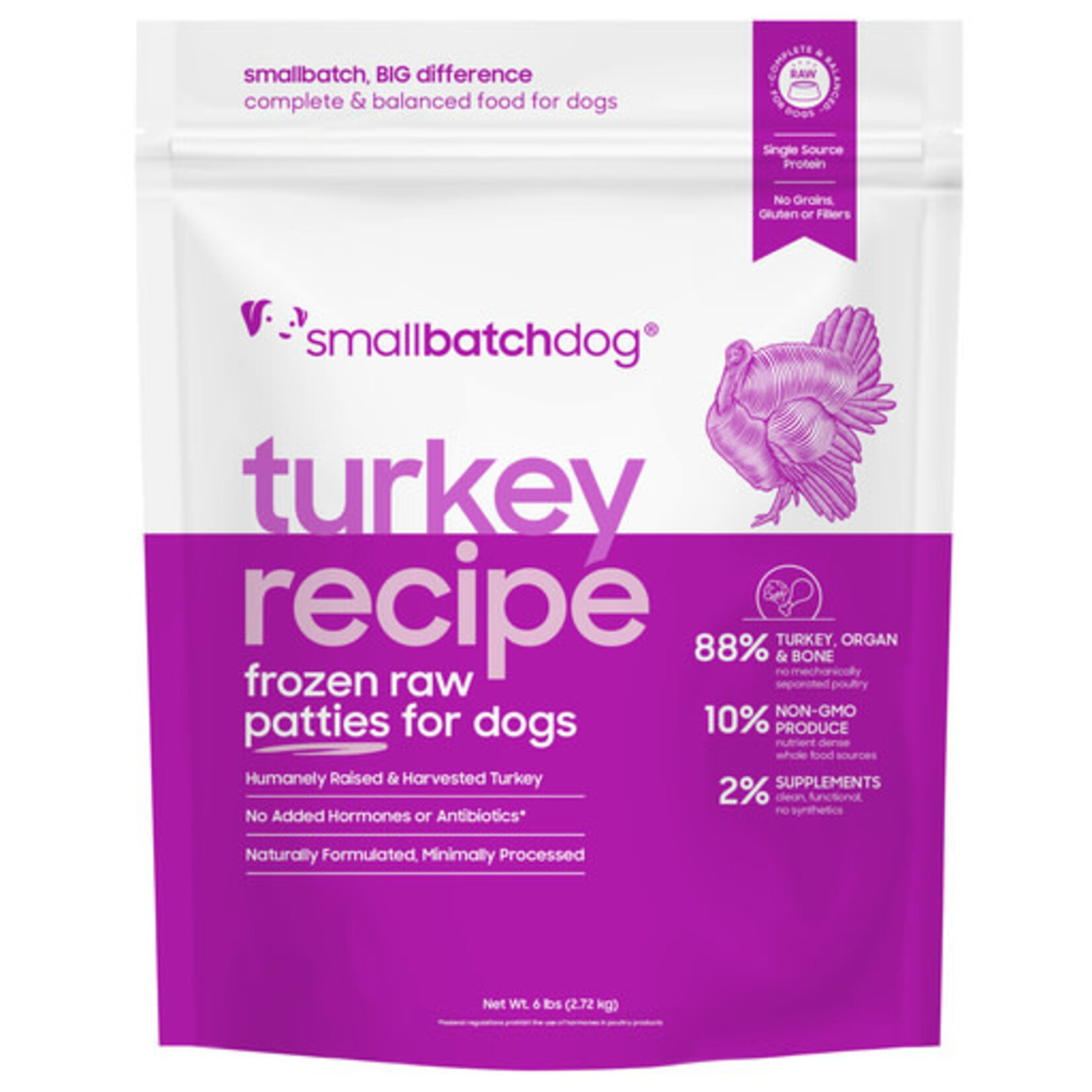 Smallbatch Small Batch Frozen Raw TurkeyBatch Patties Dog 6#