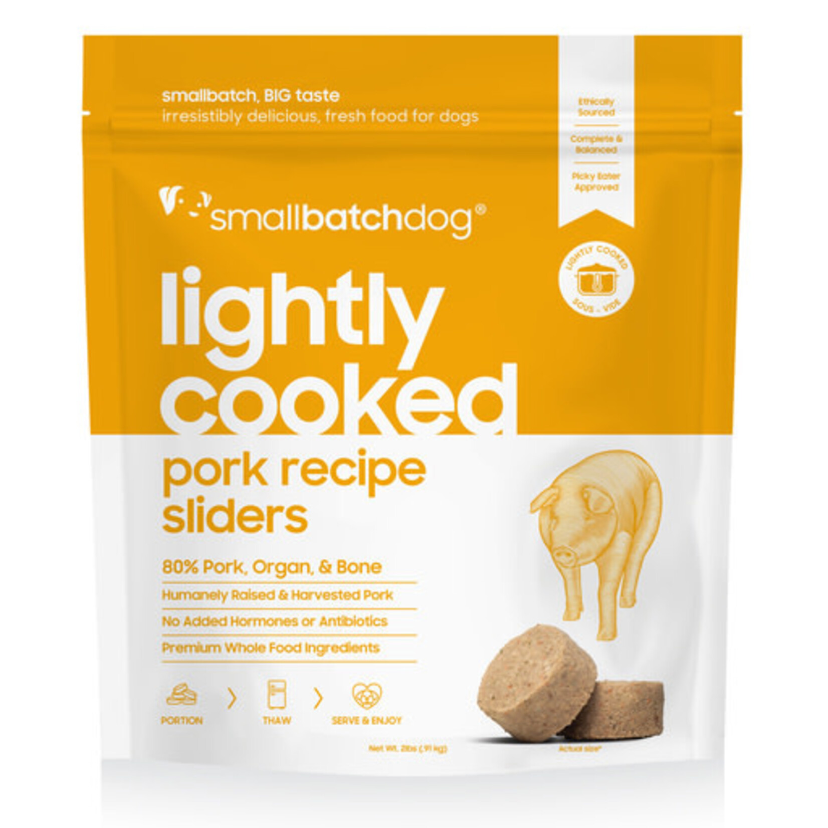 Smallbatch Smallbatch Dog Frozen Lightly Cooked Pork Sliders 2#