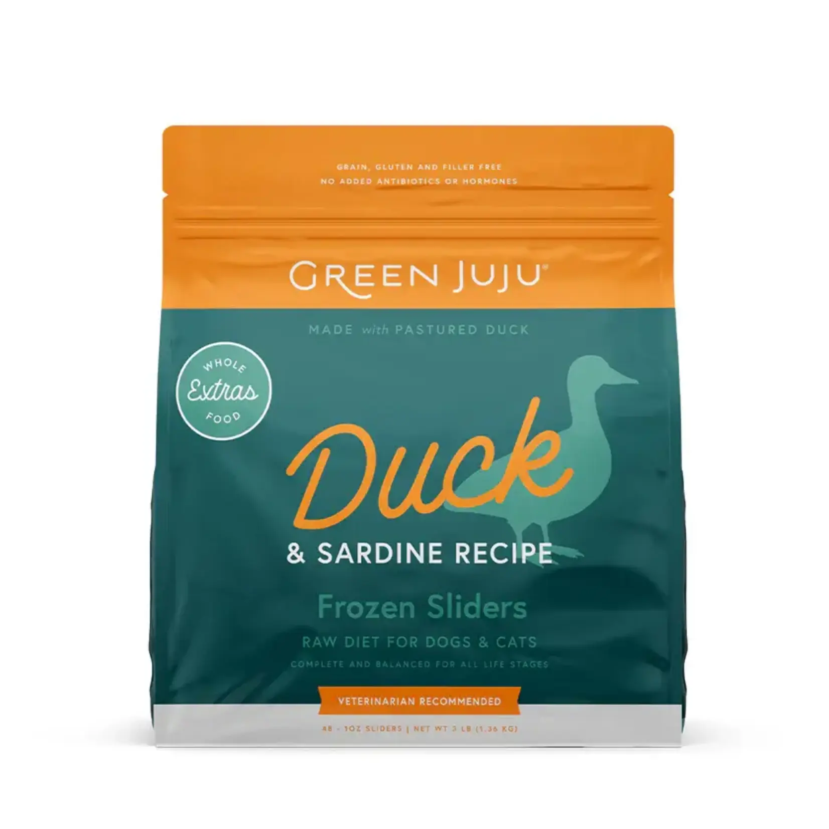 Green Juju Green Juju Frozen Raw Extras Duck & Sardine Sliders 3#