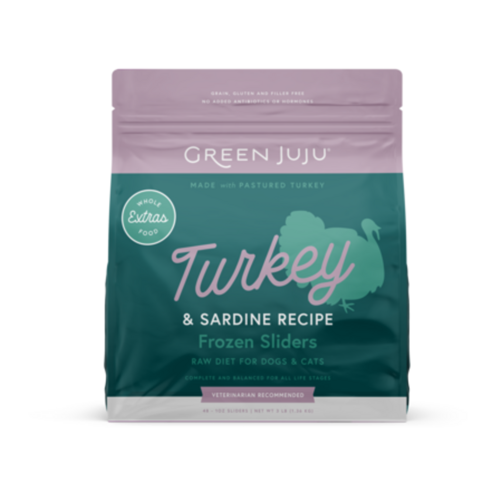 Green Juju Green Juju Frozen Raw Extras Turkey & Sardine Sliders 3#
