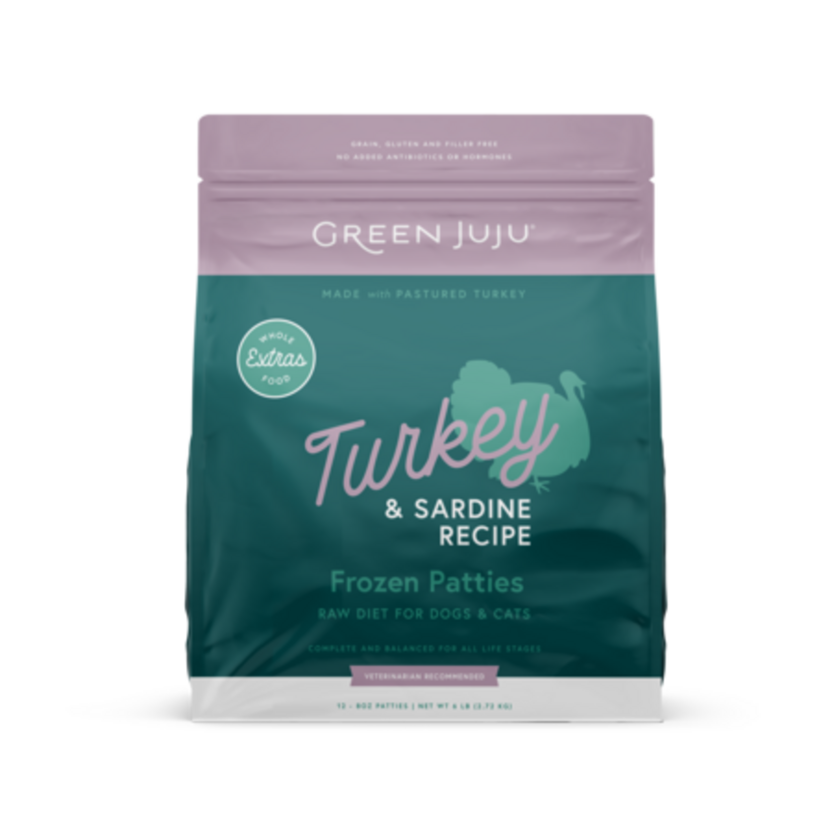 Green Juju Green Juju Frozen Raw Extras Turkey & Sardine Patties 6#