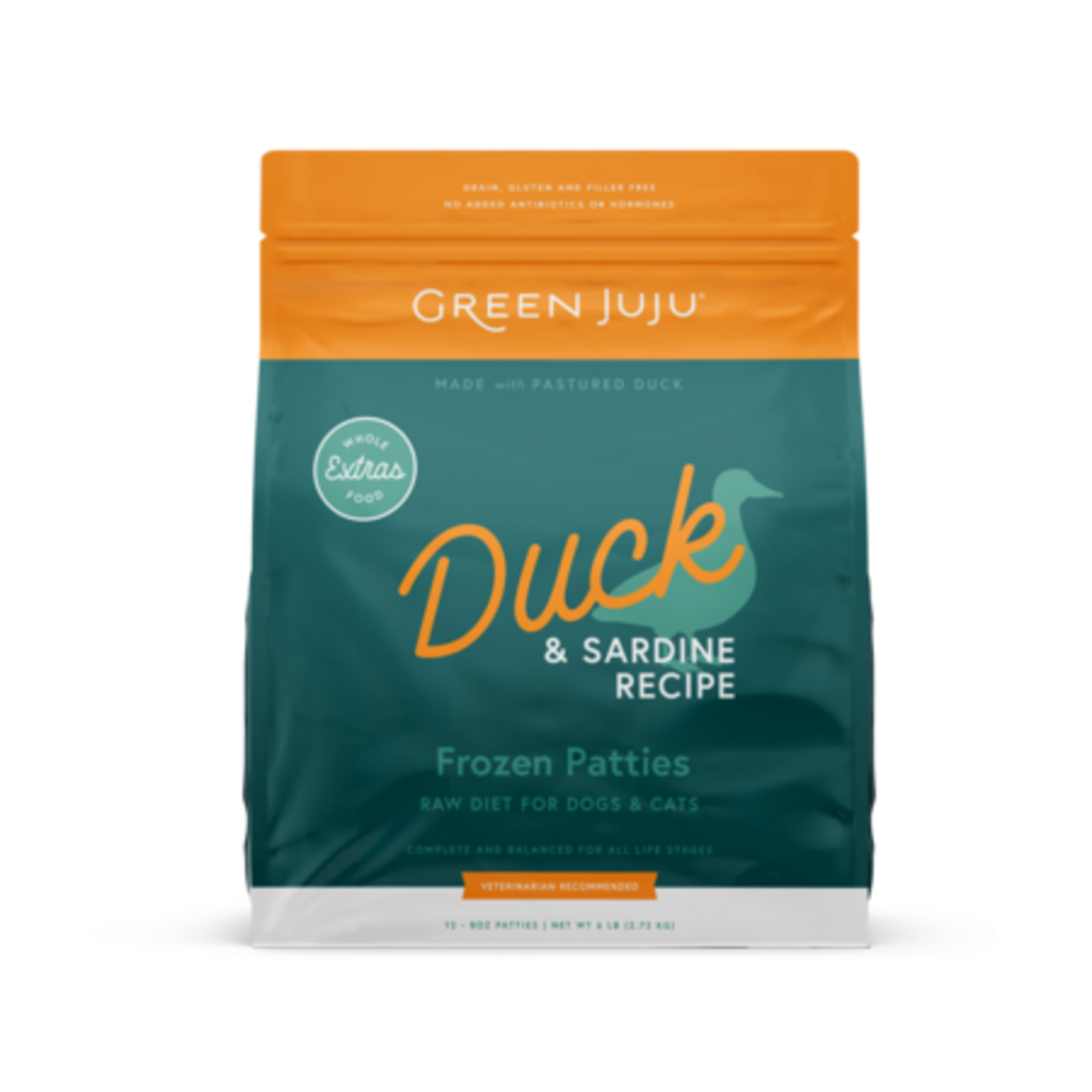 Green Juju Green Juju Frozen Raw Extras Duck & Sardine Patties 6#