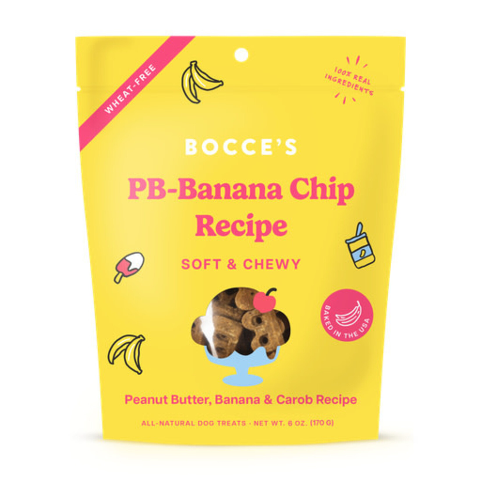 Bocce's Bakery Bocce's Bakery PB-Banana Chip Recipe Soft & Chewy Dog Treats 6 oz