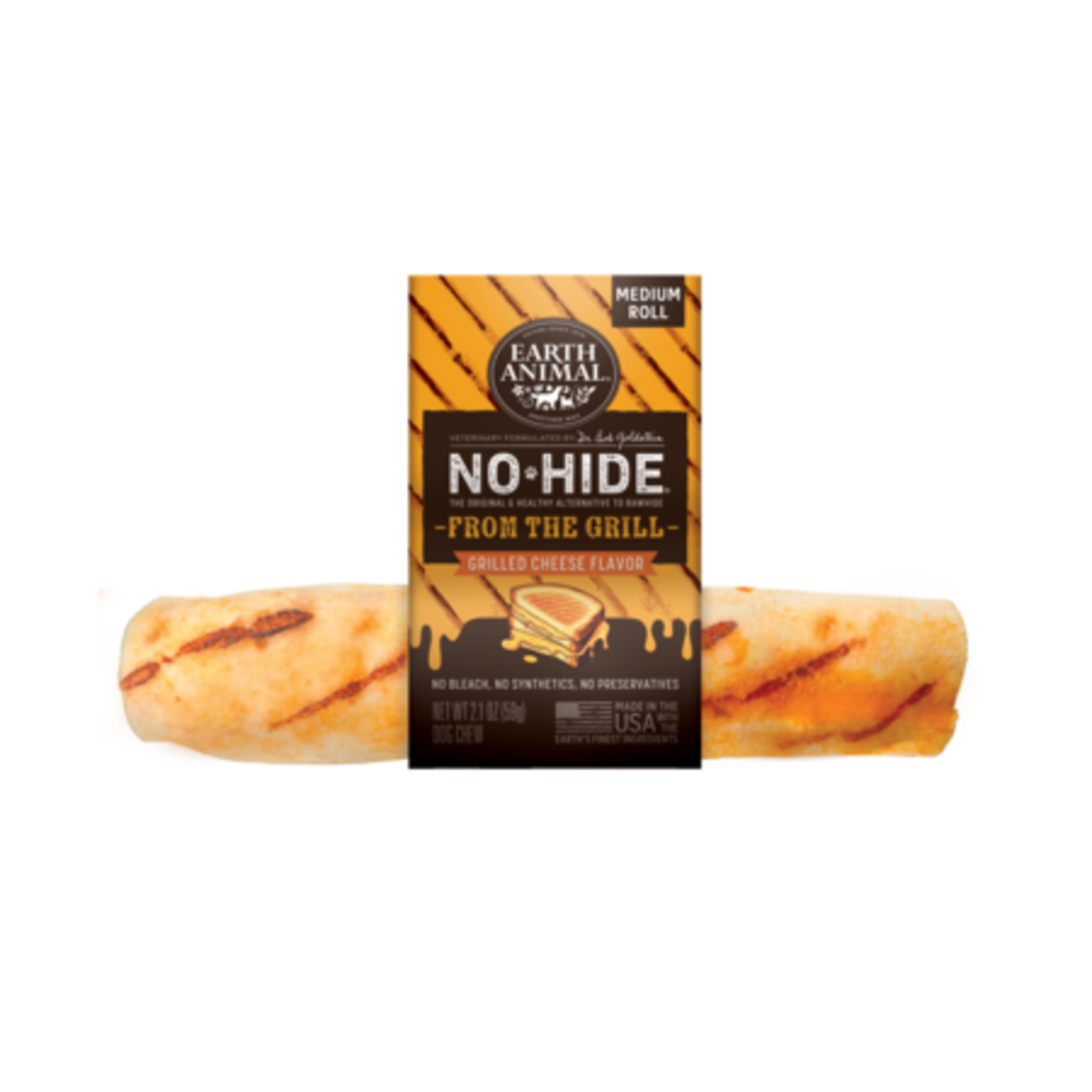Earth Animal Earth Animal No Hide From The Grill Grilled Cheese Roll Medium Dog Chew