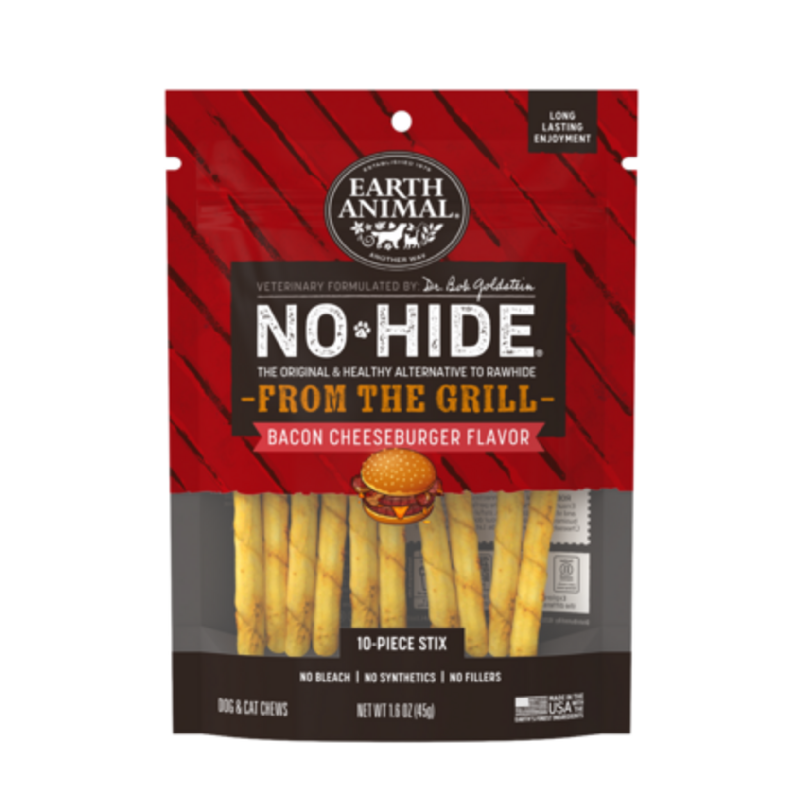 Earth Animal Earth Animal No-Hide Stix From the Grill Bacon Cheeseburger 10 pack