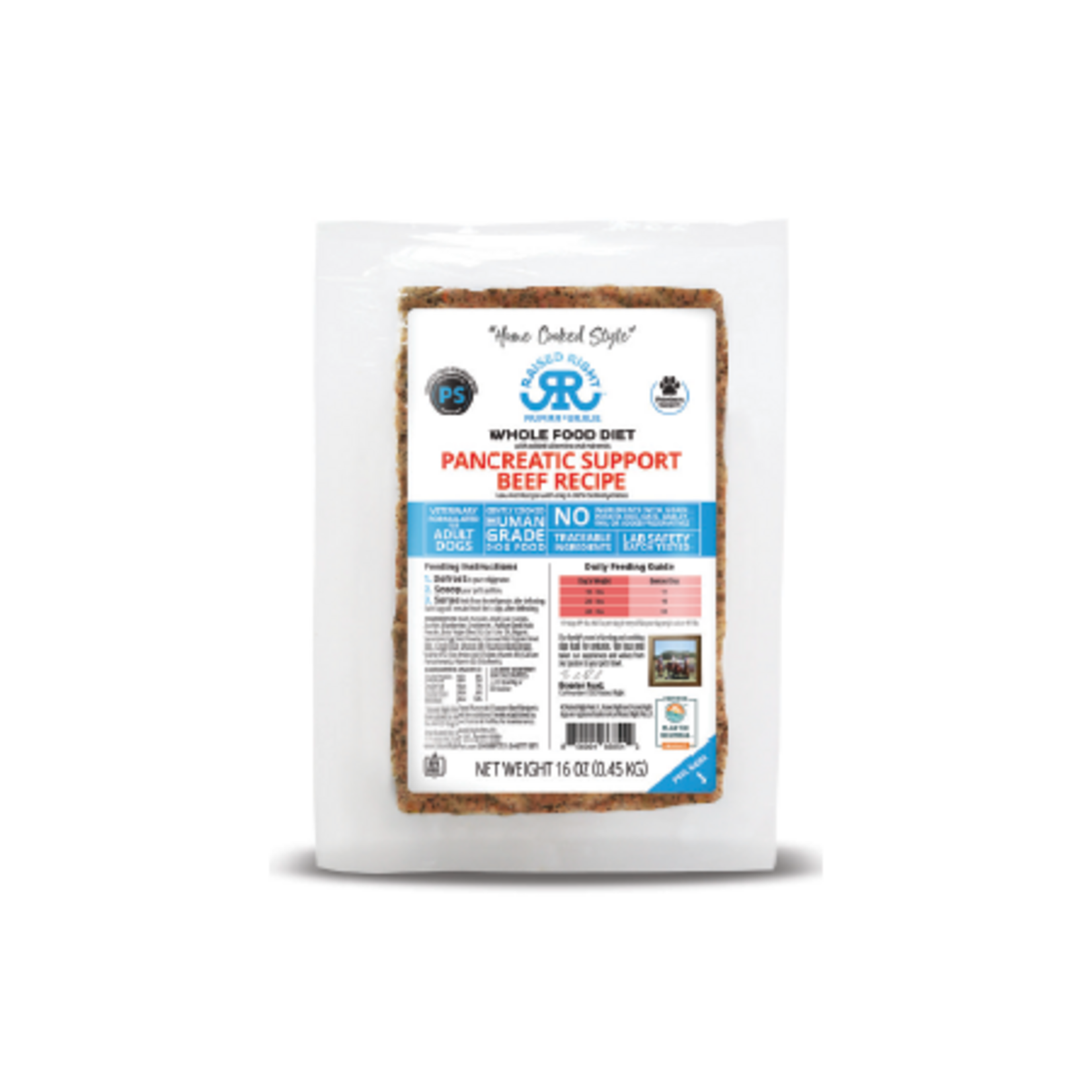 Raised Right Pets Raised Right Frozen Raw Pancreatic Support Beef Recipe 16 oz