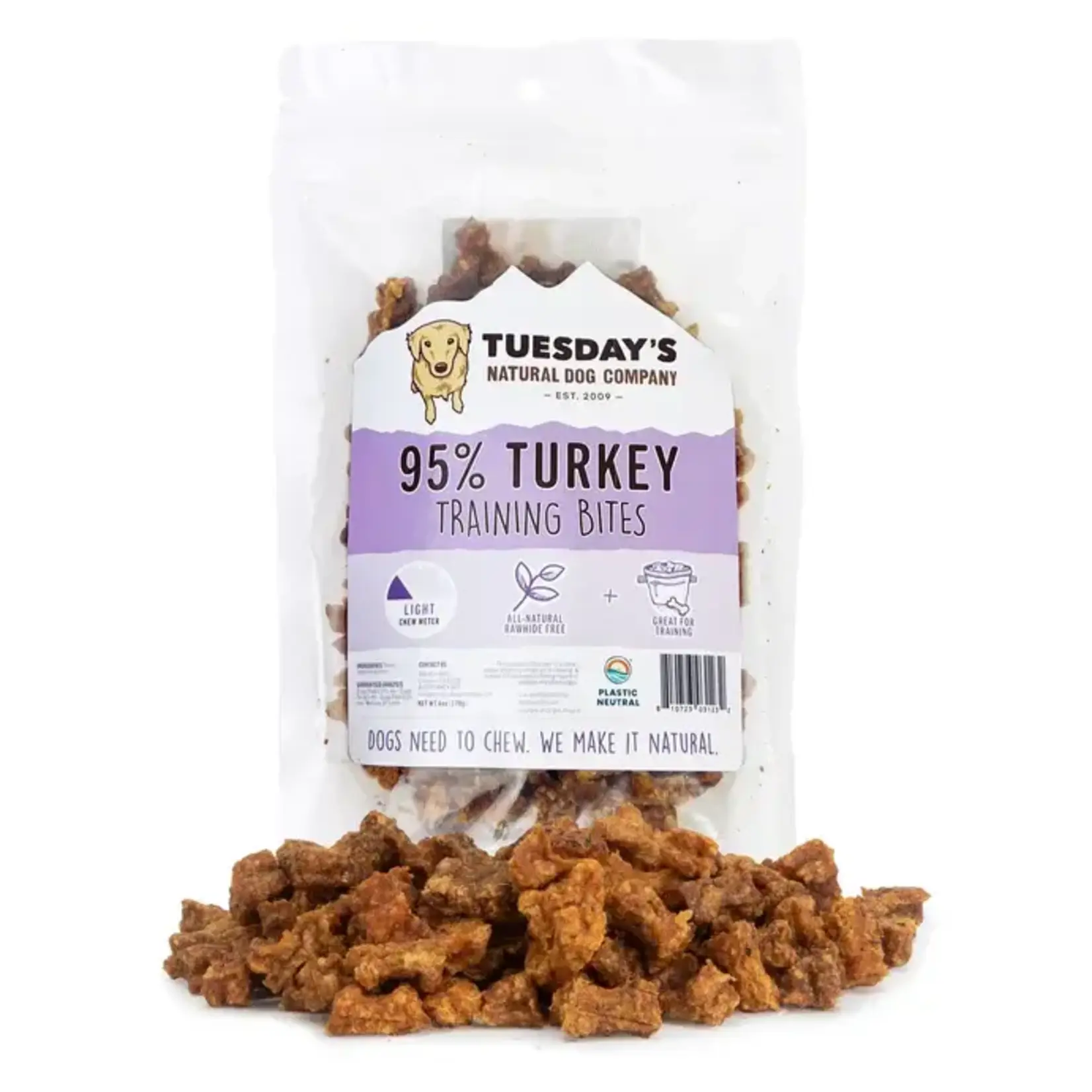 Tuesday's Natural Dog Company TUES NATURAL DOG CO 95% Turkey Bites Training Dog Treats 6oz