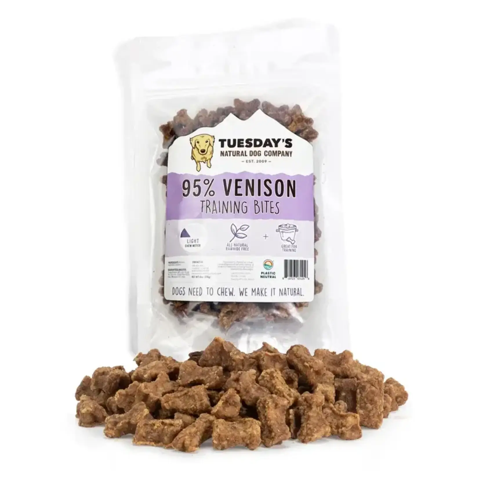 Tuesday's Natural Dog Company TUES NATURAL DOG CO 95% Venison Bites Training Dog Treats  6oz