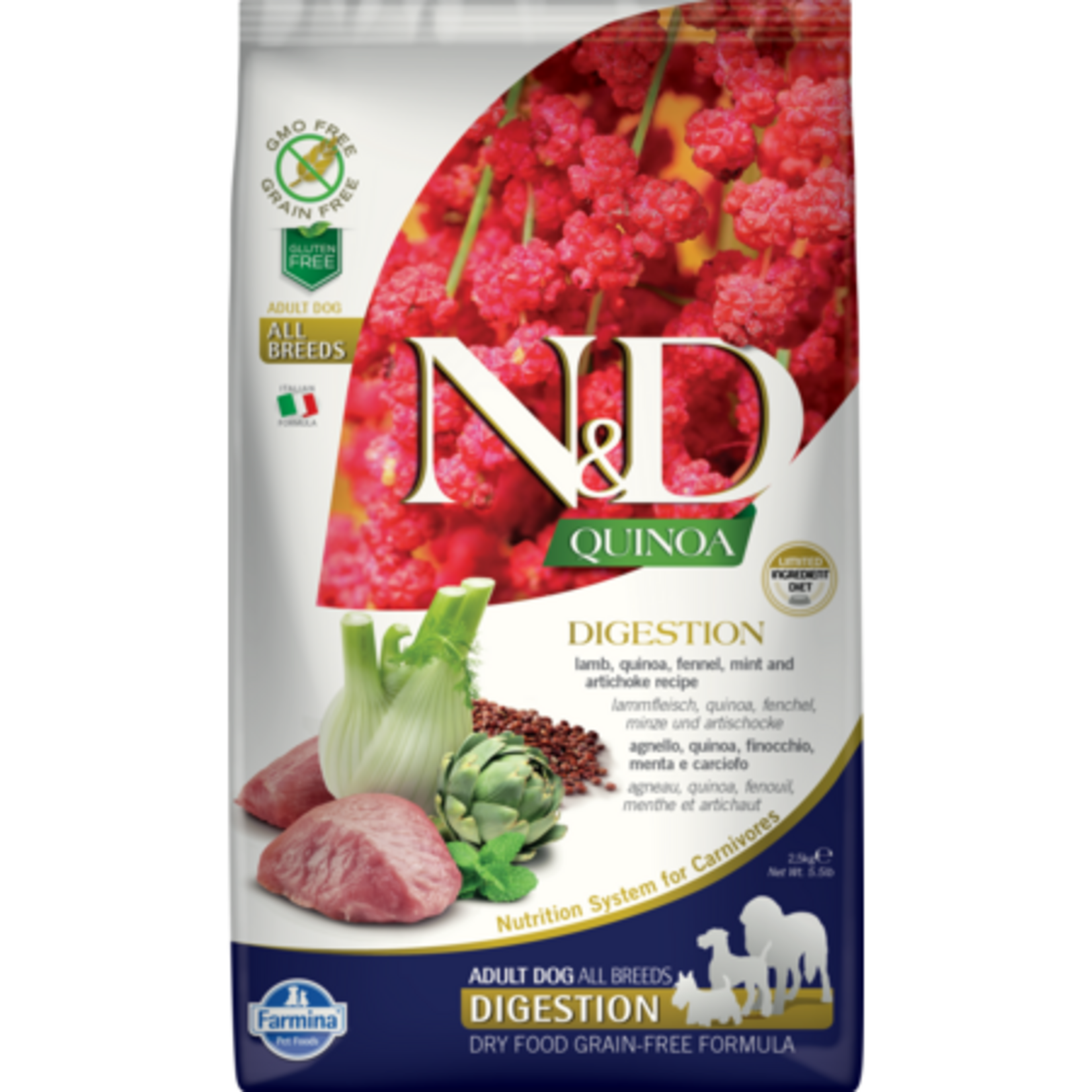 Farmina Farmina N&D Quinoa Digestion Lamb Med/Maxi Dry Dog Food 15.4#
