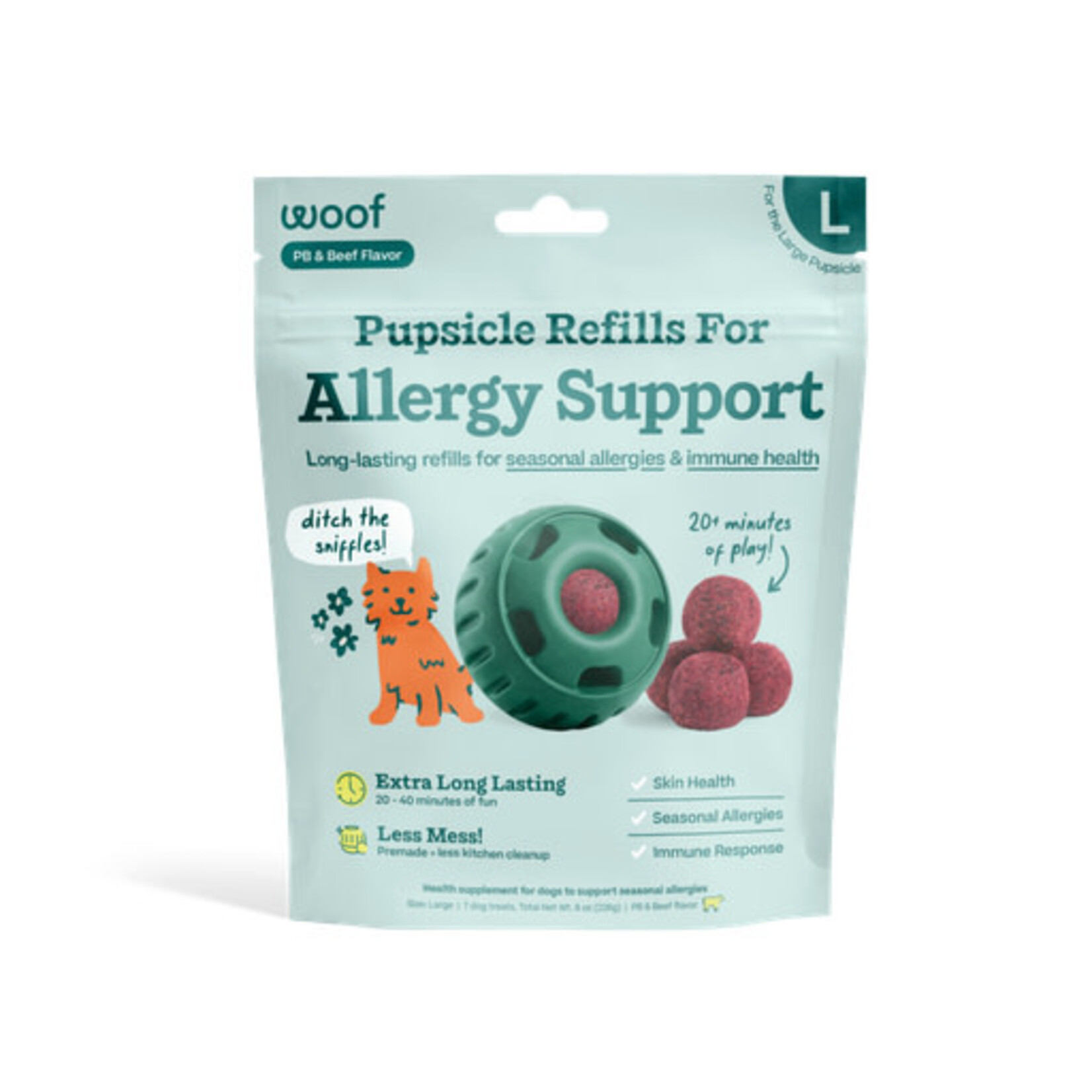 Woof Pet Woof Pupsicle Allergy & Immunity Pop Refills Beef Grain-Free Lickable Dog Treats, Large