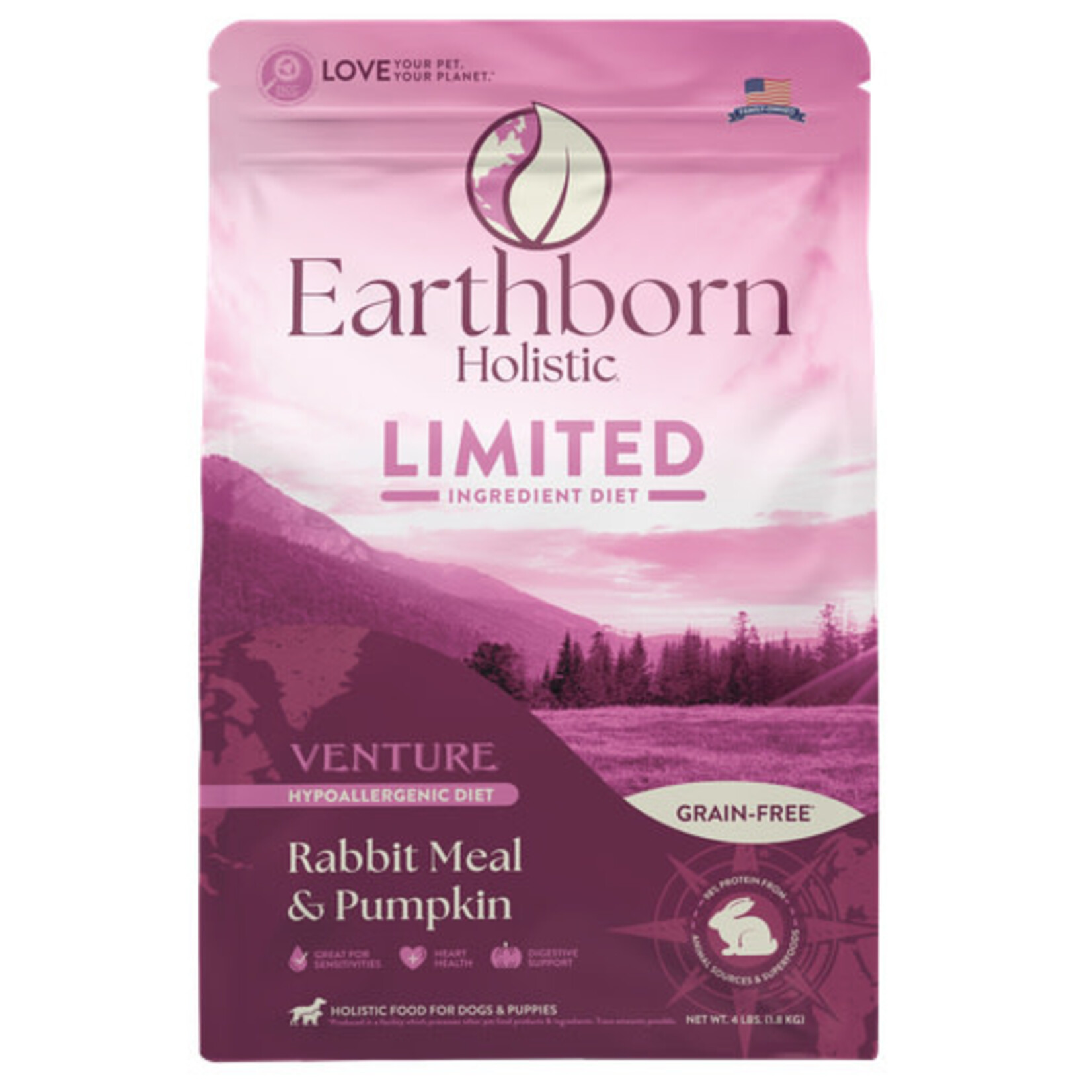 Earthborn Holistic Pet Food Earthborn Holistic Venture Limited Ingredient Rabbit Meal & Pumpkin Dry Dog Food 4#