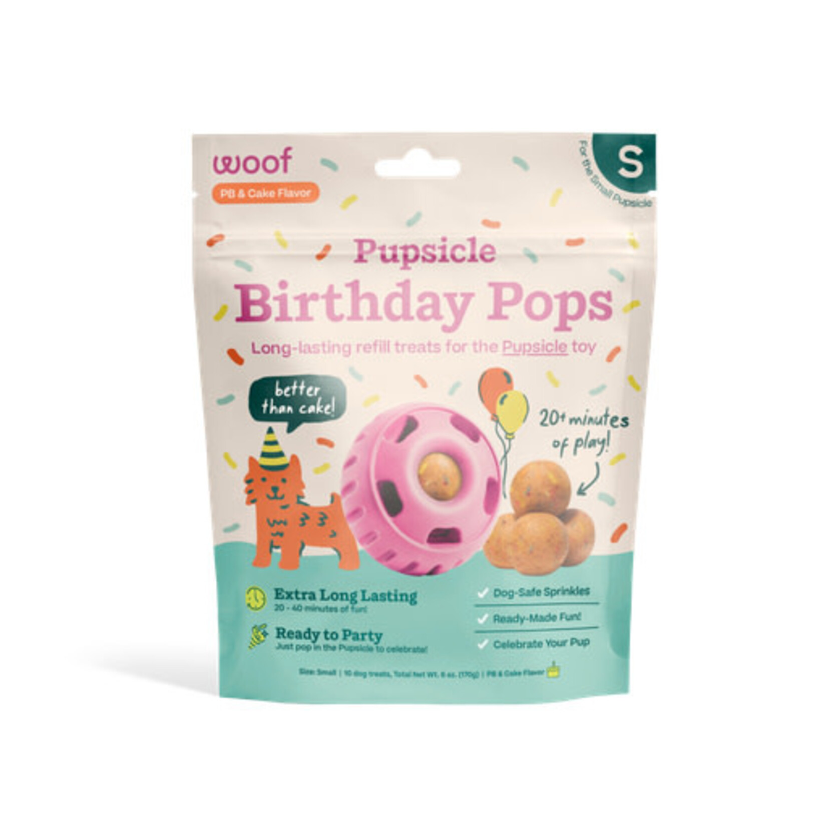 Woof Pet Woof Pupsicle Pops Refills Peanut Butter Birthday Lickable Dog Treats, Small