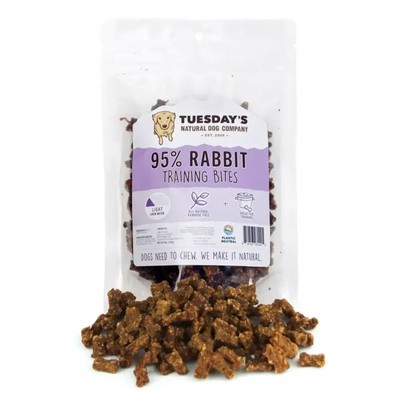 Tuesday's Natural Dog Company TUES NATURAL DOG CO 95% Rabbit Bites Training Dog Treats 6oz
