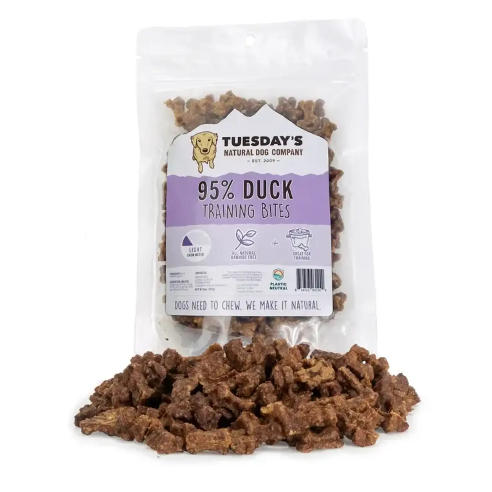 Tuesday's Natural Dog Company TUES NATURAL DOG CO 95% Duck Bites Training Dog Treats  6oz