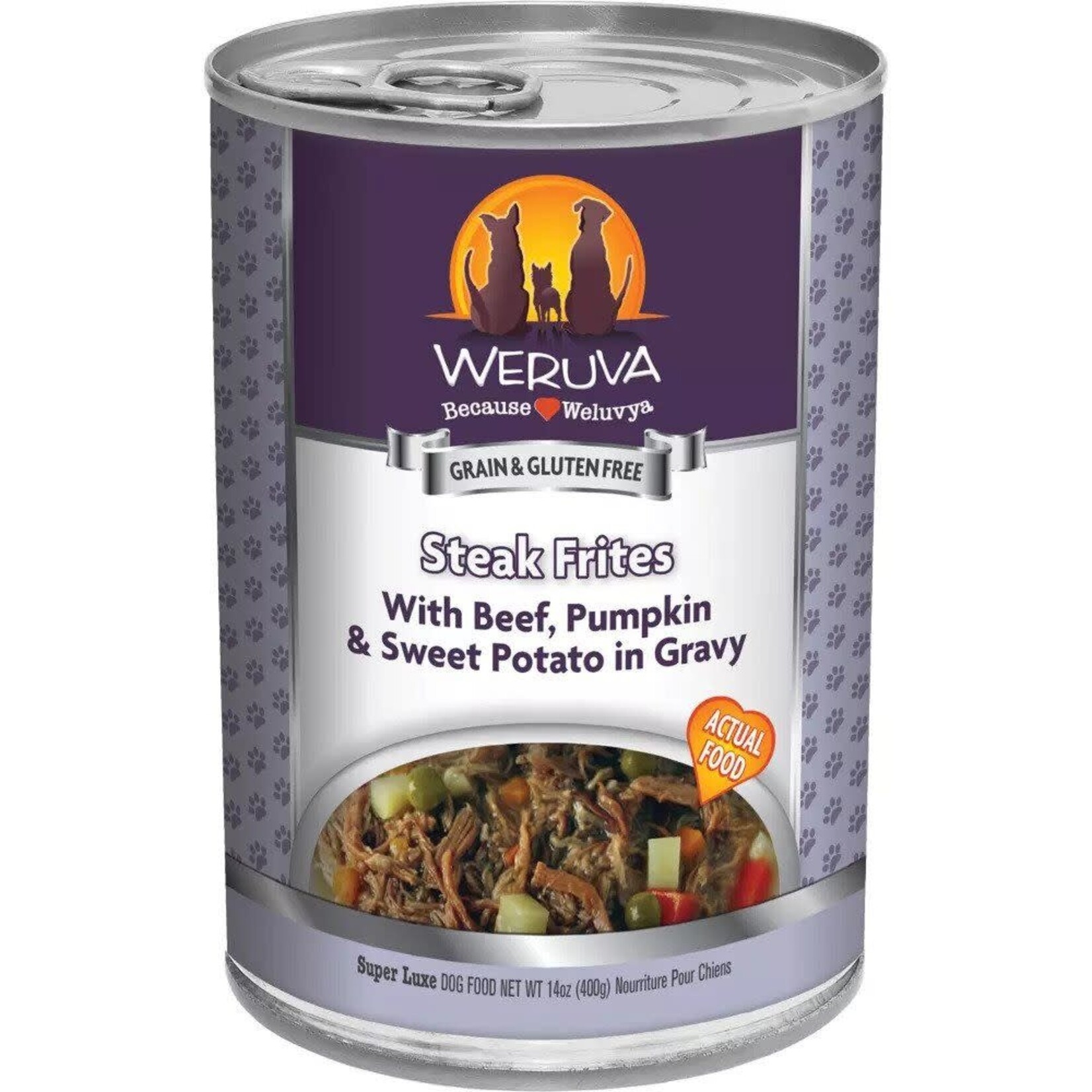 Weruva Weruva Steak Frites Dinner Beef, Pumpkin & Sweet Potato in Gravy Wet Dog Food 14oz