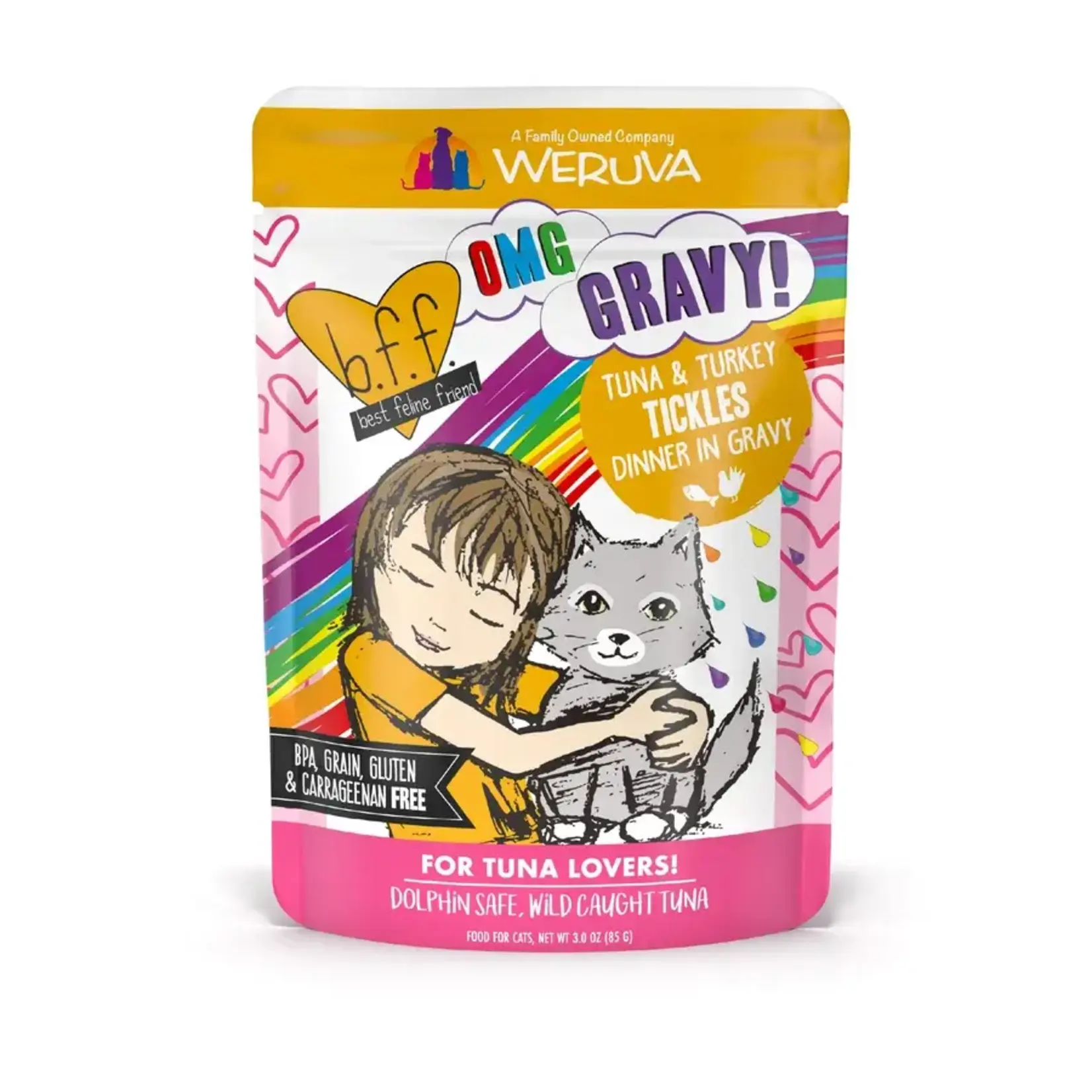 Weruva BFF OMG Gravy Tuna & Turkey Tickles Dinner in Gravy Wet Cat Food 3 oz