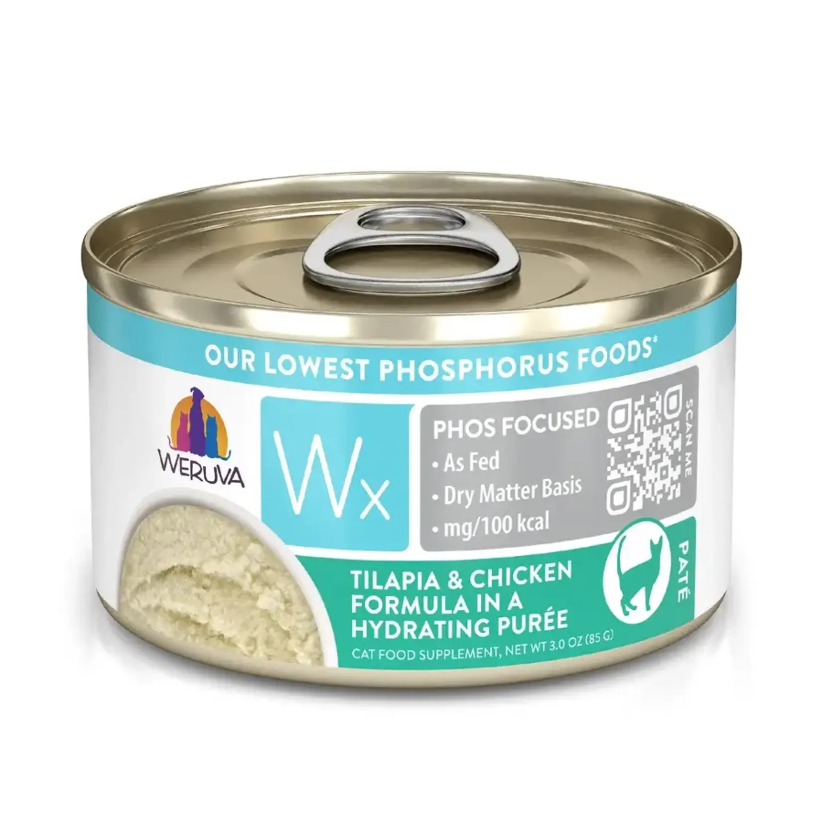 Weruva Weruva Wx Phos Focused Tilapia & Chicken Formula in a Hydrating Purée Wet Cat Food 3 oz