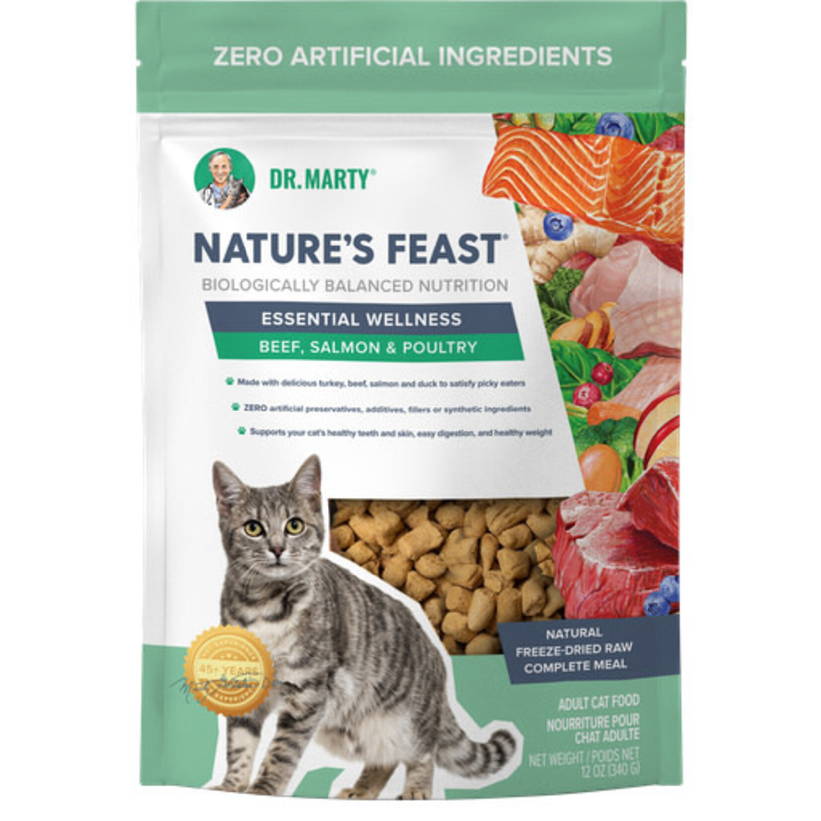 Dr. Marty Dr. Marty Freeze-Dried Nature's Feast Essential Wellness Beef, Salmon & Poultry Cat Food 12 oz