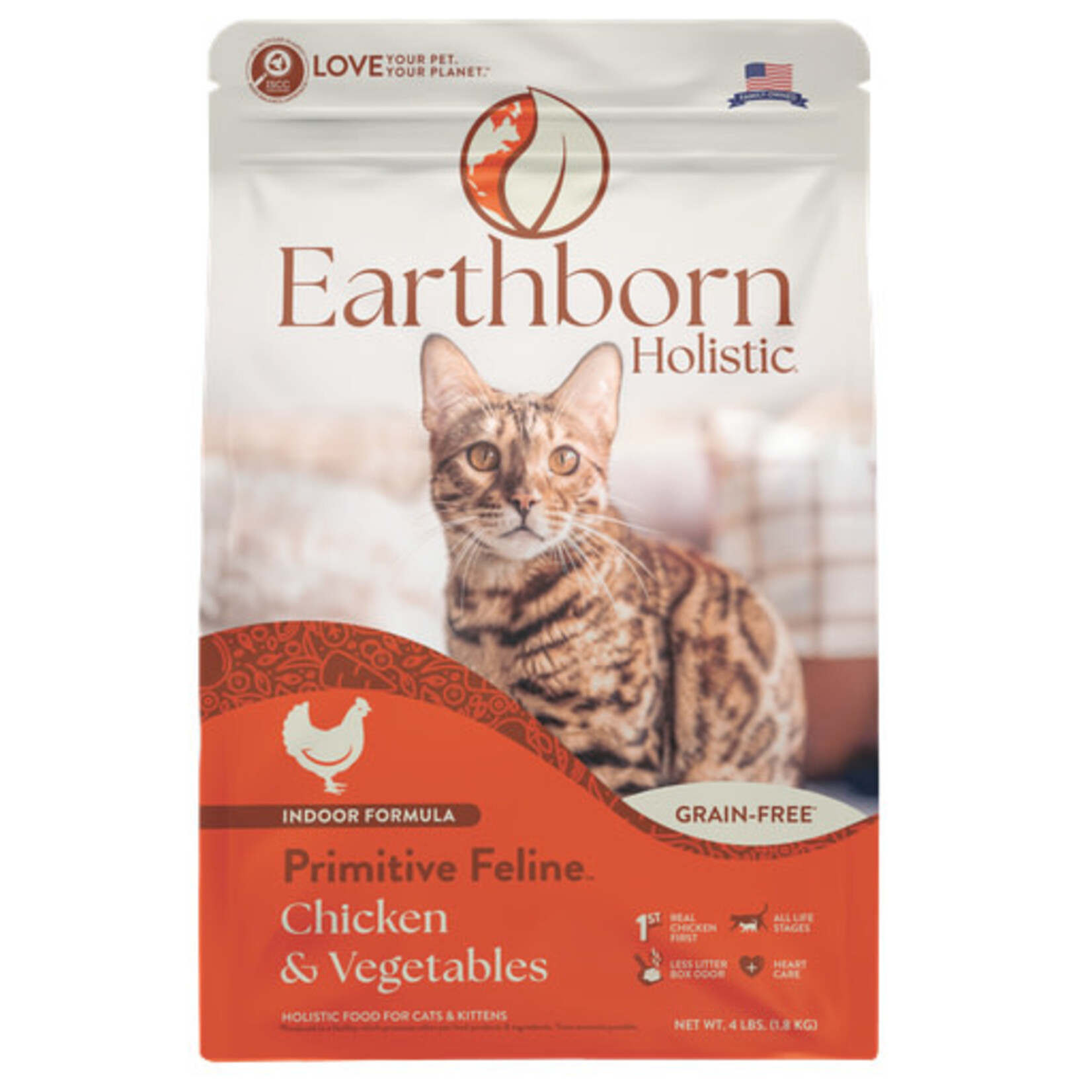 Earthborn Holistic Pet Food Earthborn Holistic Primitive Feline Chicken & Vegetables Grain-Free Dry Cat Food 4#